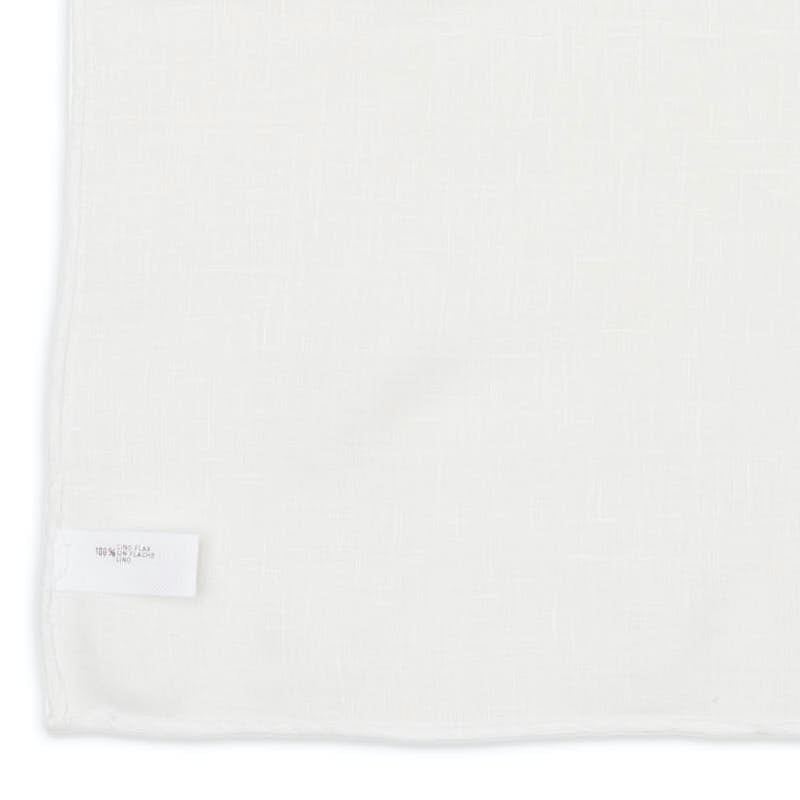 VANNUCCI Milano Handmade White Linen Pocket Square NEW 33cm x 33cm