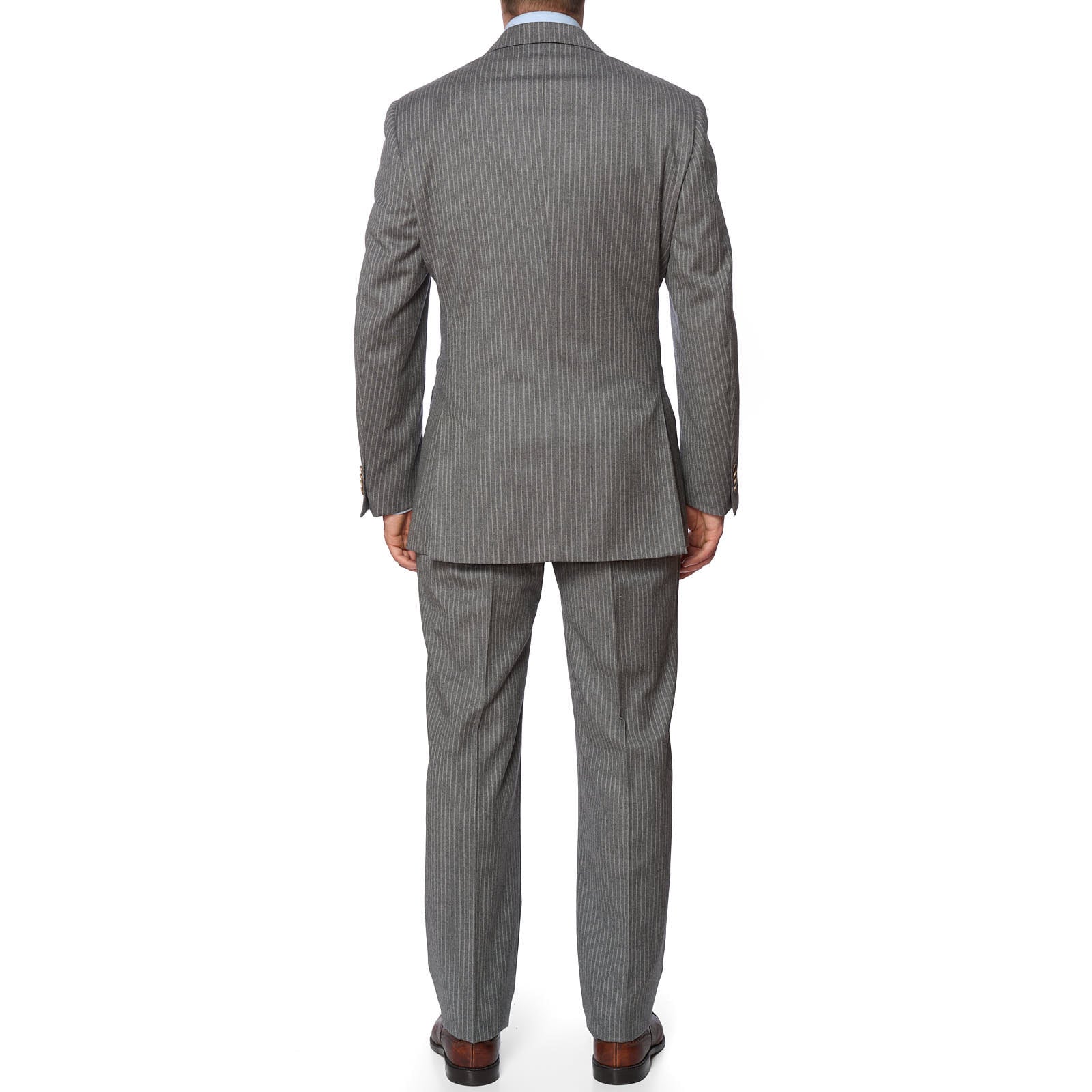 VANNUCCI Milano Gray Chalk Striped Flannel Suit EU 54 NEW US 44