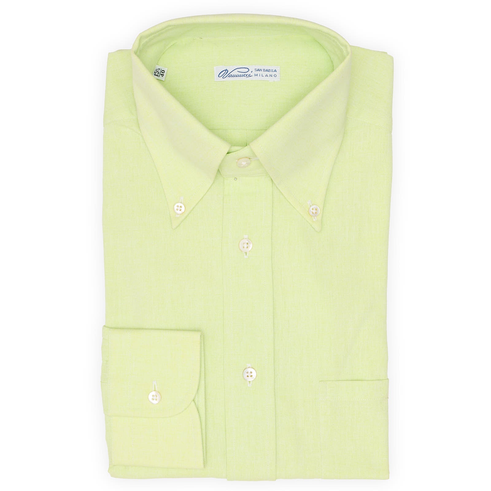 VANNUCCI Milano Mint Green Chambray Shirt EU 40 NEW US 15.75