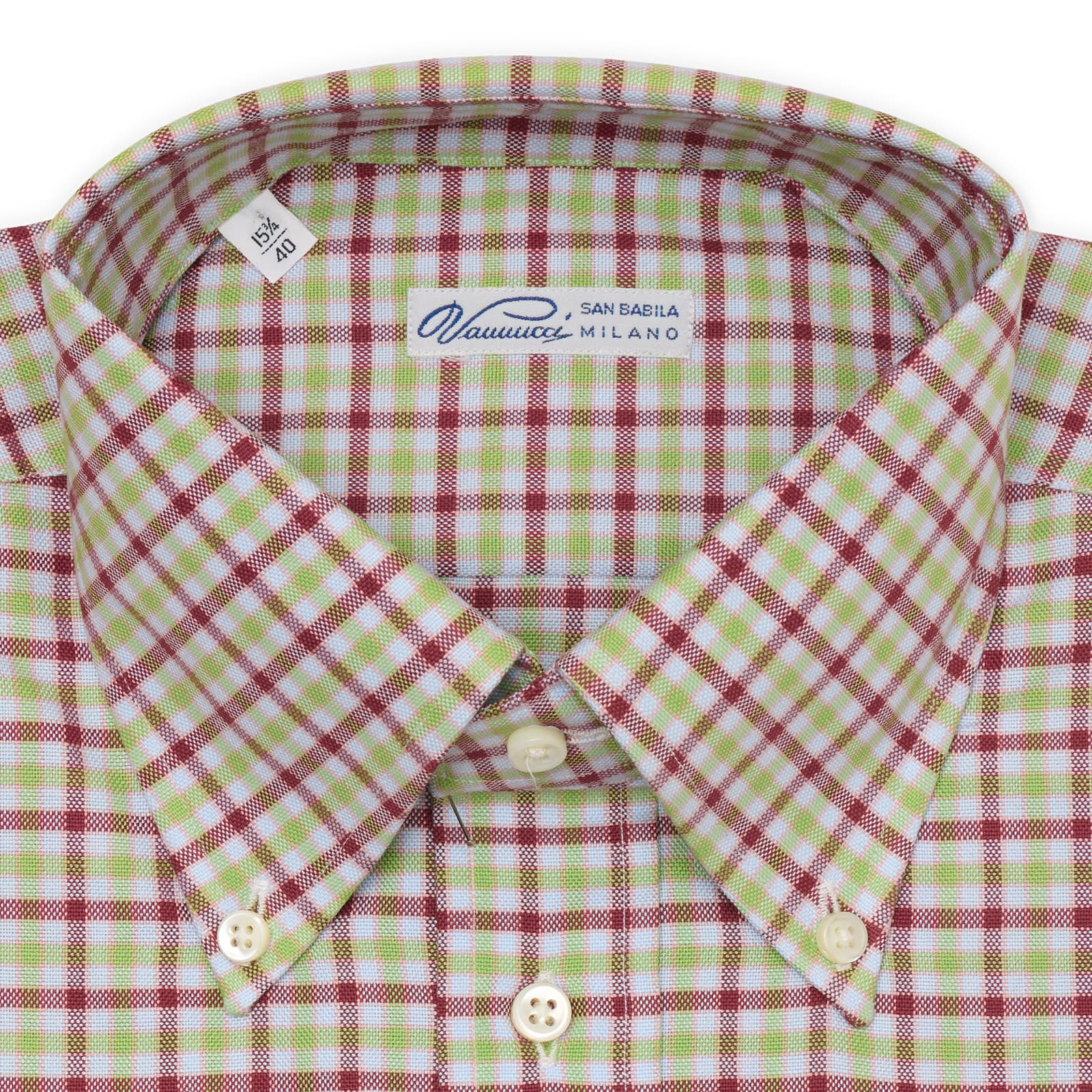 VANNUCCI Milano Multi-Color Plaid Cotton Button-Down Dress Shirt EU 40 NEW US 15.75