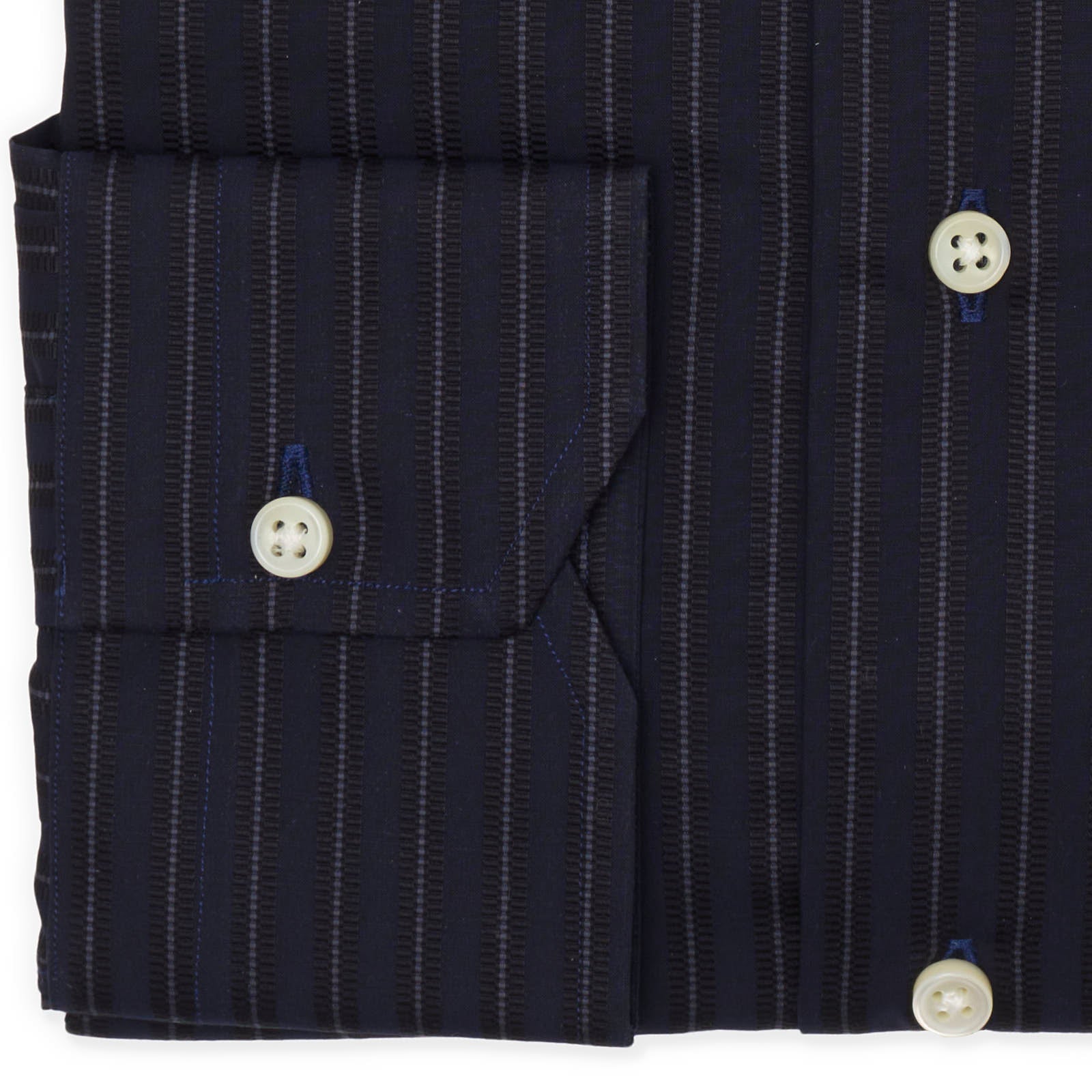 VANNUCCI Milano Navy Blue Striped Cotton Dress Shirt NEW 16.5