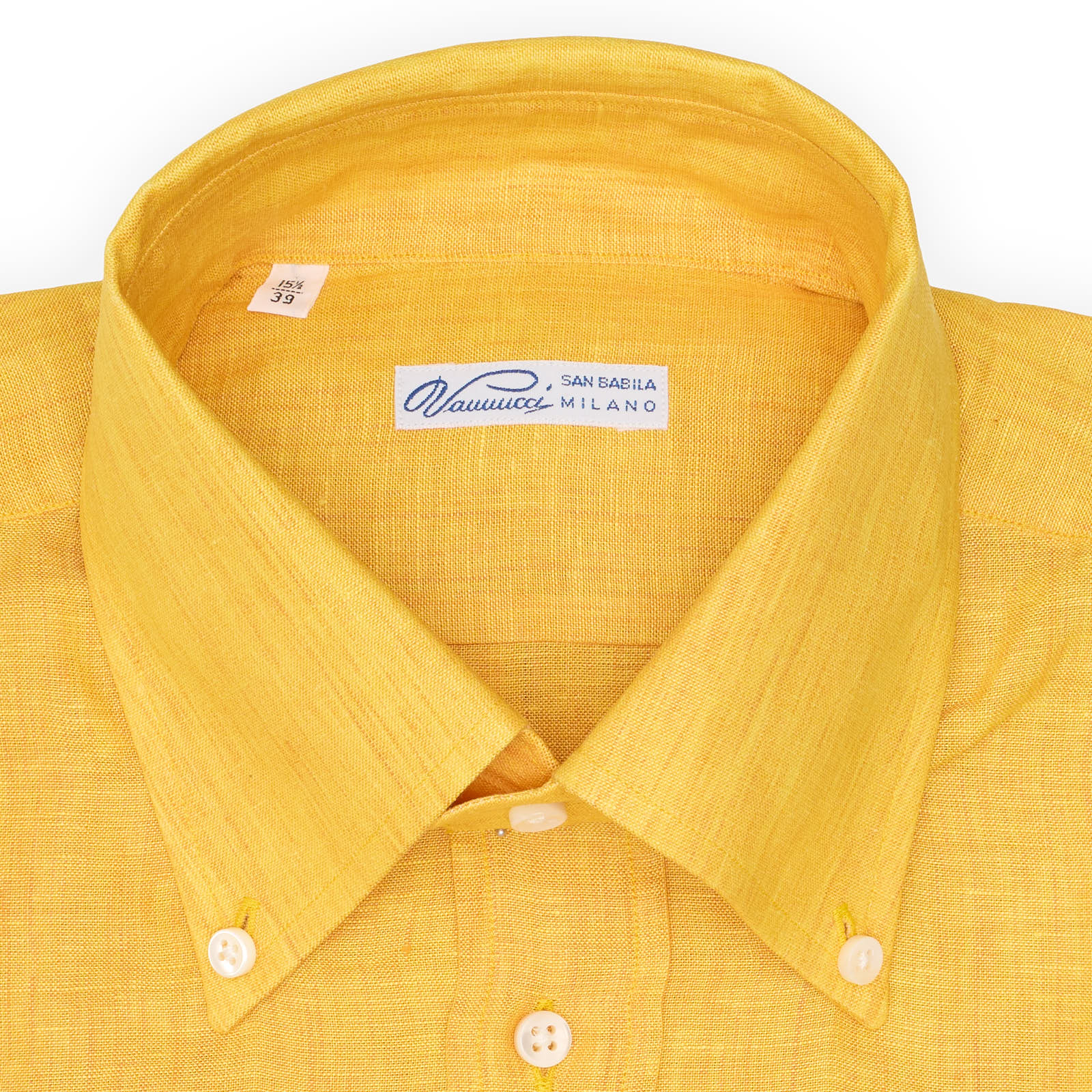 VANNUCCI Milano Orange Melange Linen Casual Shirt EU 39 NEW US 15.5