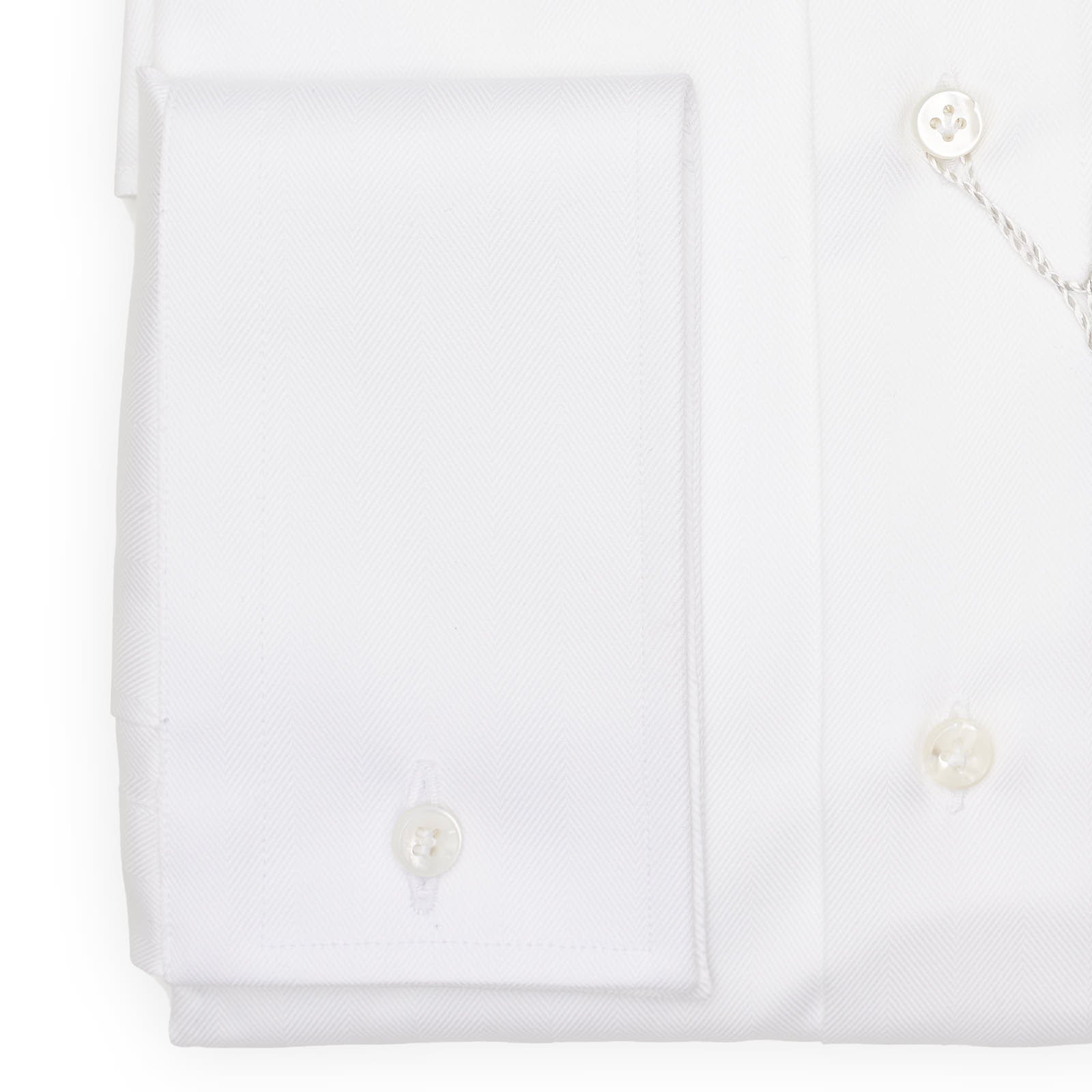 VANNUCCI Milano White Herringbone Cotton French Cuff Dress Shirt EU 45 NEW US 18