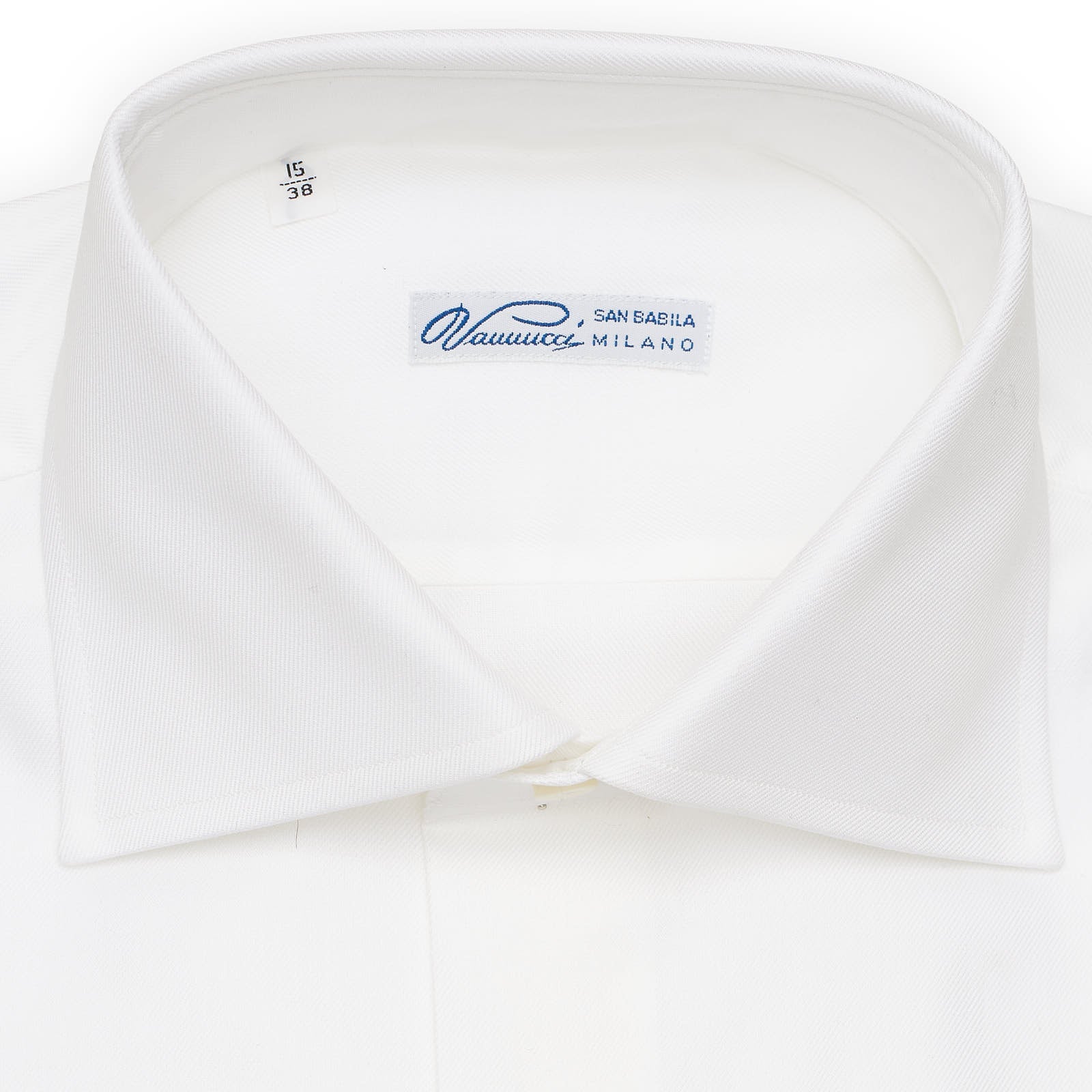 VANNUCCI Milano White Twill Cotton French Cuff Dress Shirt EU 38 NEW US 15
