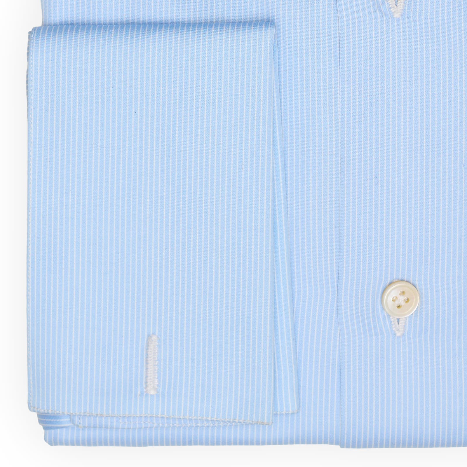 VINCENZO DI RUGGIERO Bespoke Blue Striped Cotton French Cuff Dress Shirt XXL XXXL