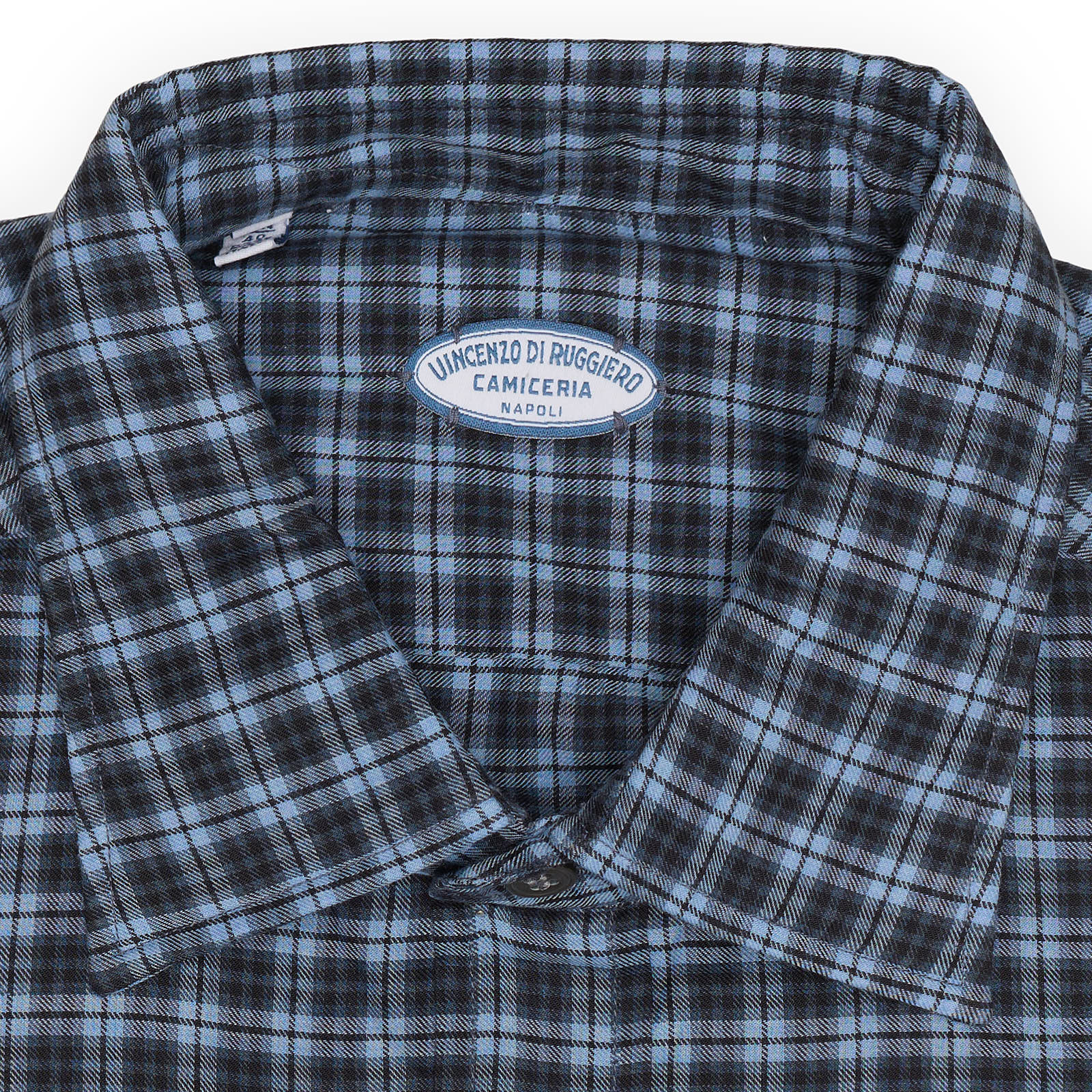 VINCENZO DI RUGGIERO Handmade Blue Plaid Cotton Shirt EU 40 NEW US 15.75