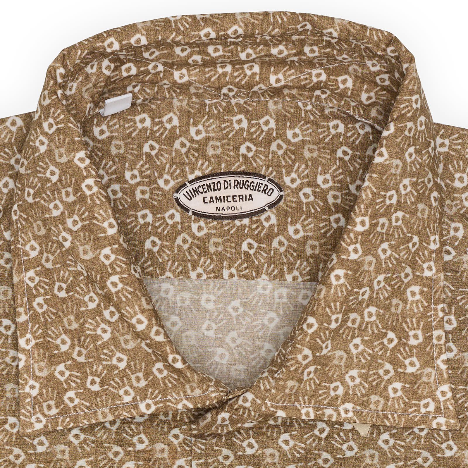 VINCENZO DI RUGGIERO Beige-Brown Cotton Shirt EU 42 NEW US 16.5