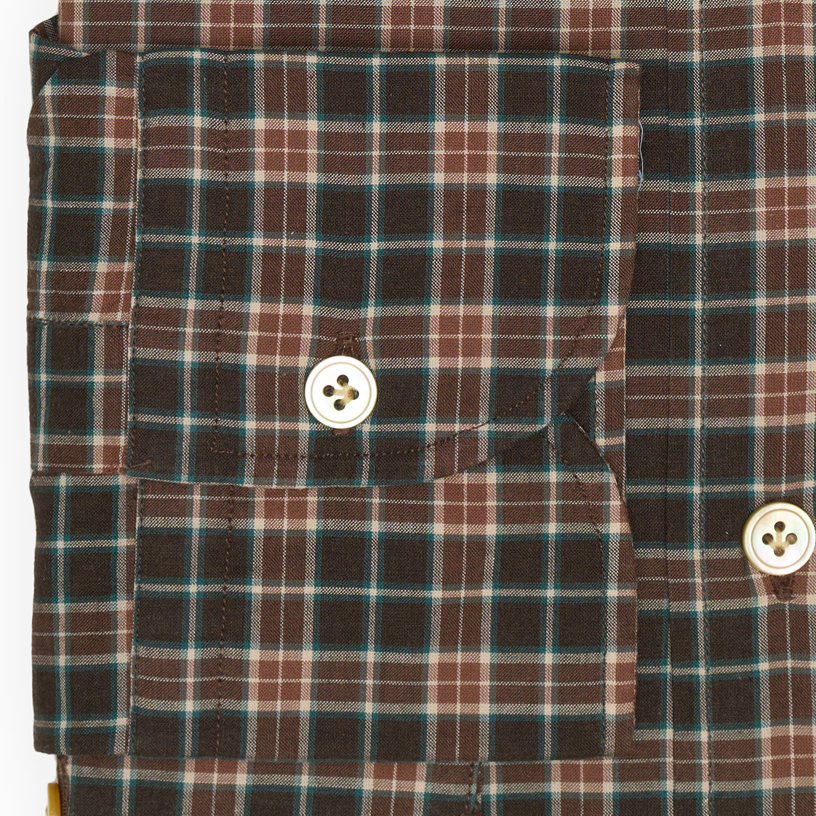 VINCENZO DI RUGGIERO Brown Plaid Cotton Shirt EU 40 NEW US 15.75