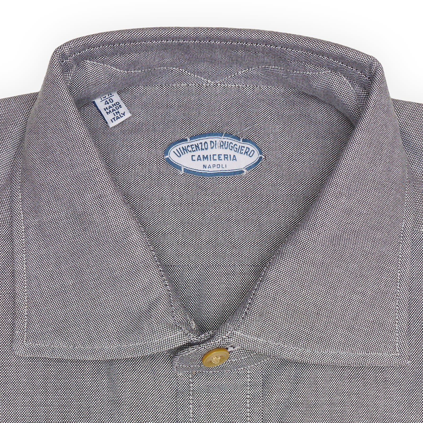 VINCENZO DI RUGGIERO Gray Oxford Cotton Dress Shirt Shirt EU 40 NEW US 15.75