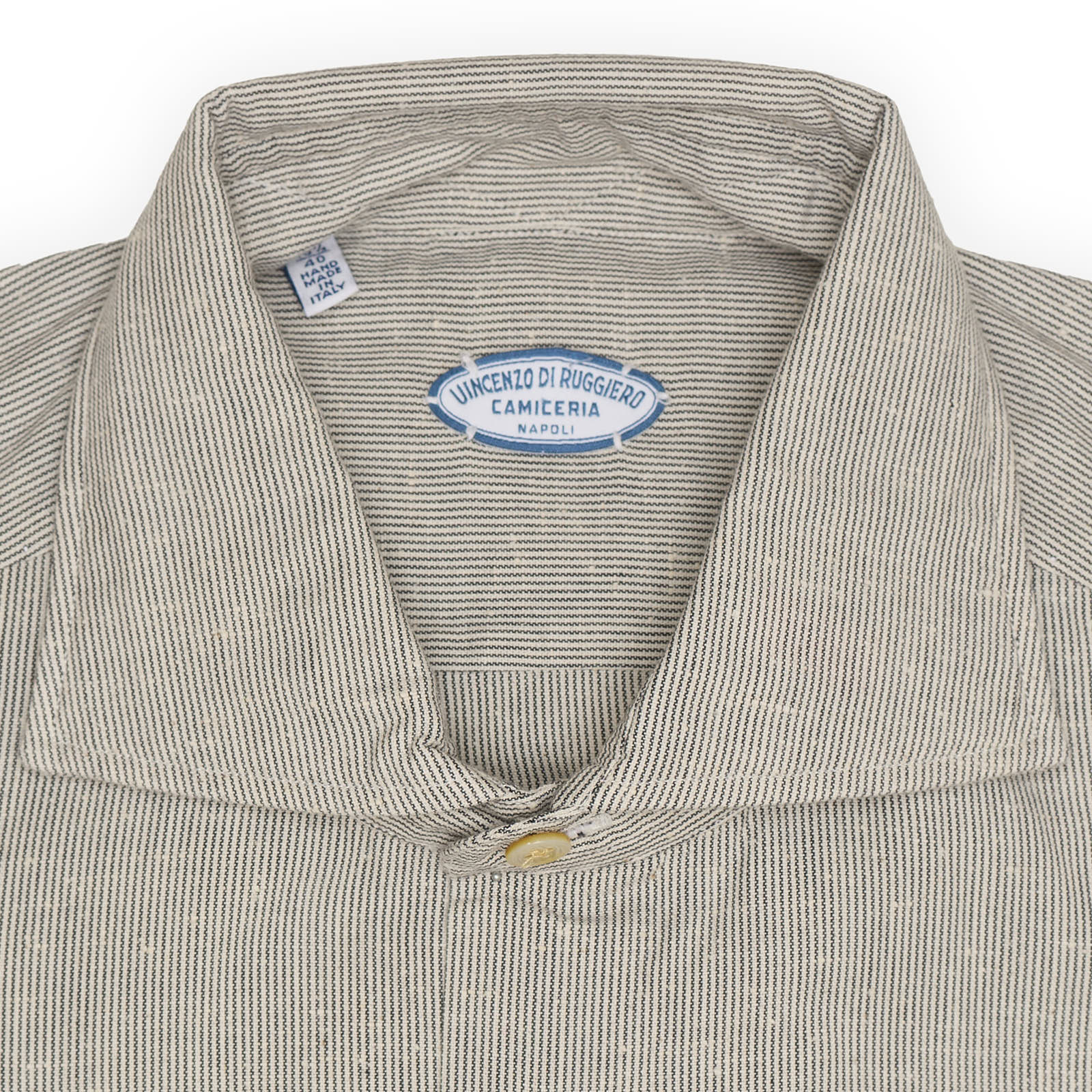 VINCENZO DI RUGGIERO Gray Striped Cotton Shirt EU 40 NEW US 15.75