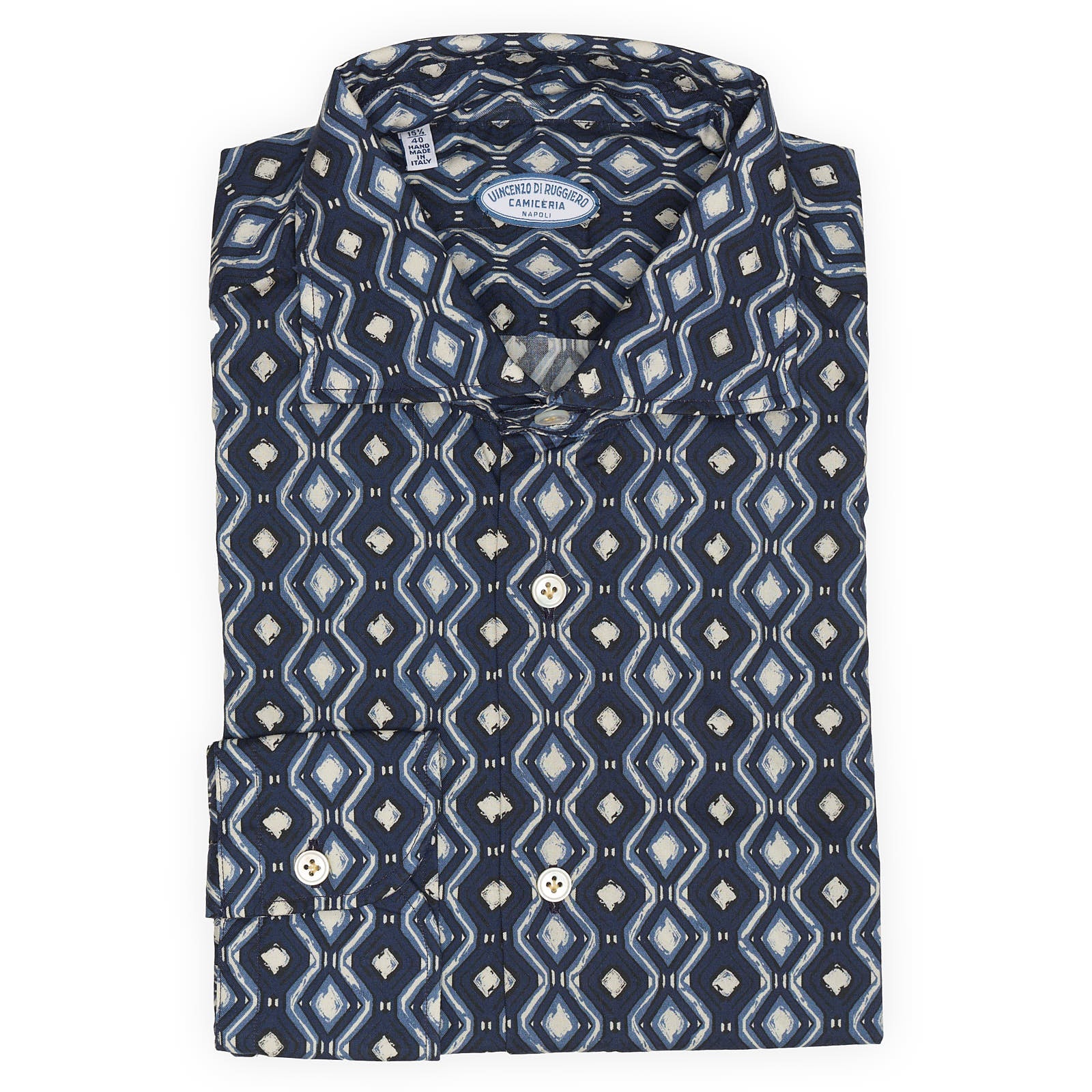 VINCENZO DI RUGGIERO Blue Cotton Dress Shirt EU 40 NEW US 15.75