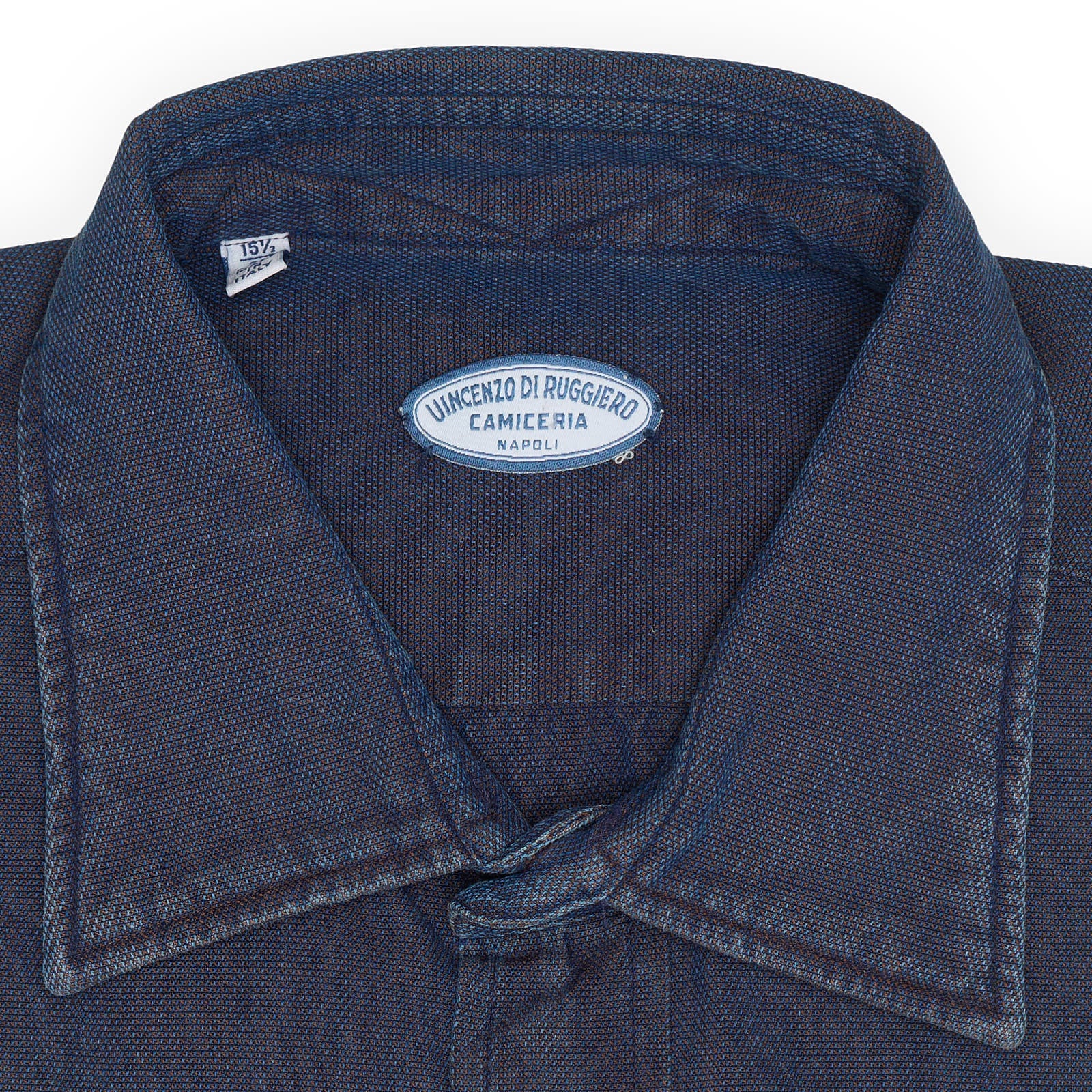 VINCENZO DI RUGGIERO Blue Heavy Oxford Front Pocket Over Shirt EU 39 NEW US 15.5