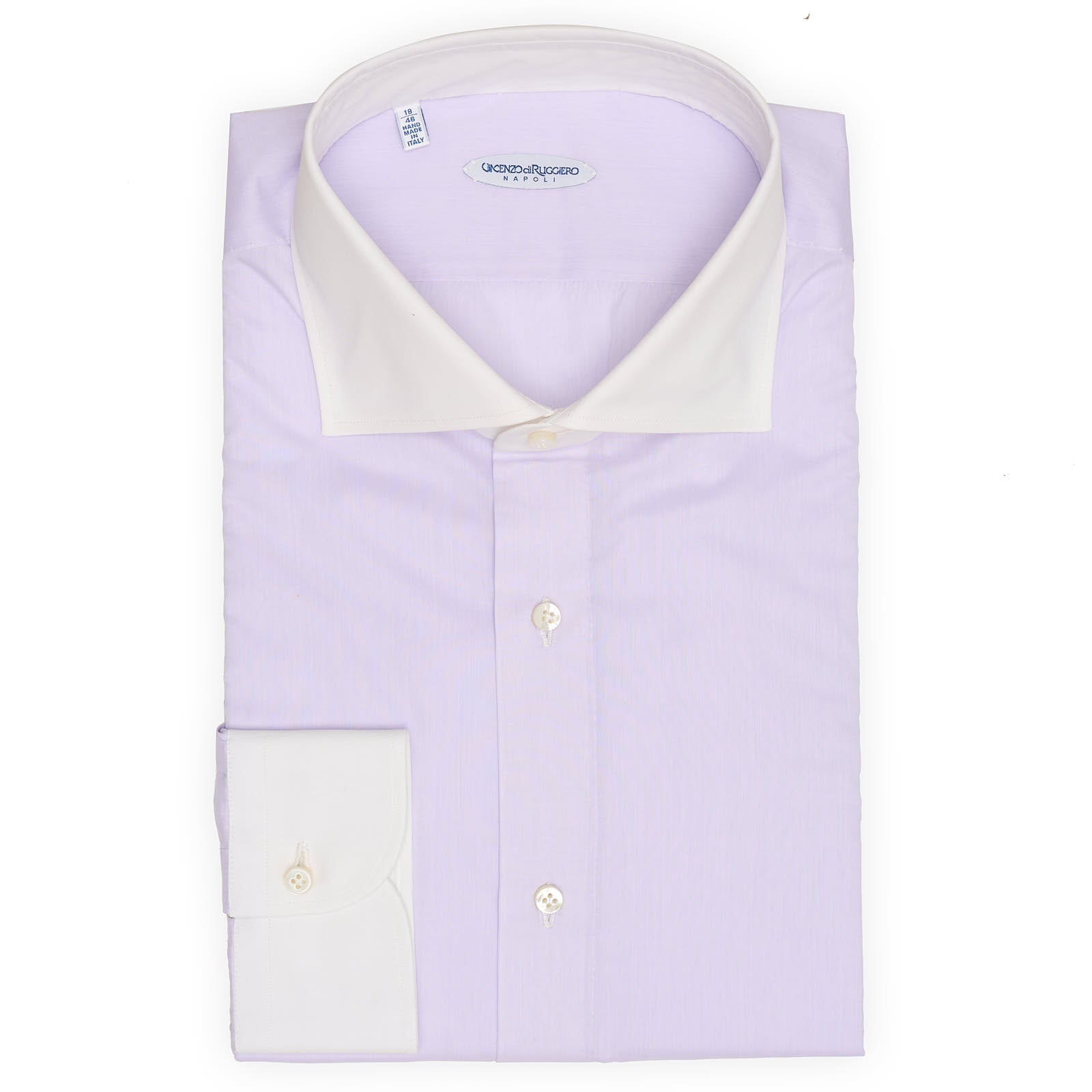 VINCENZO DI RUGGIERO Handmade Purple Cotton Dress Shirt EU 46 NEW US 18