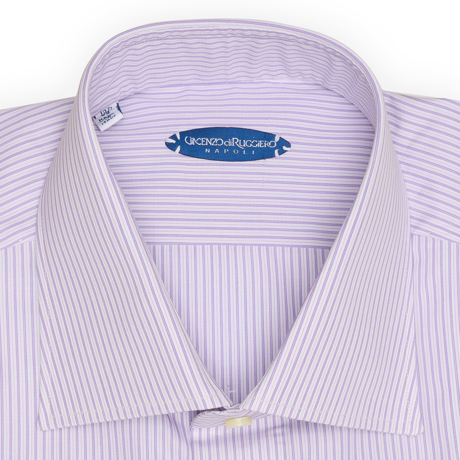 VINCENZO DI RUGGIERO Handmade Purple Striped Cotton Dress Shirt EU 39 NEW US 15.5
