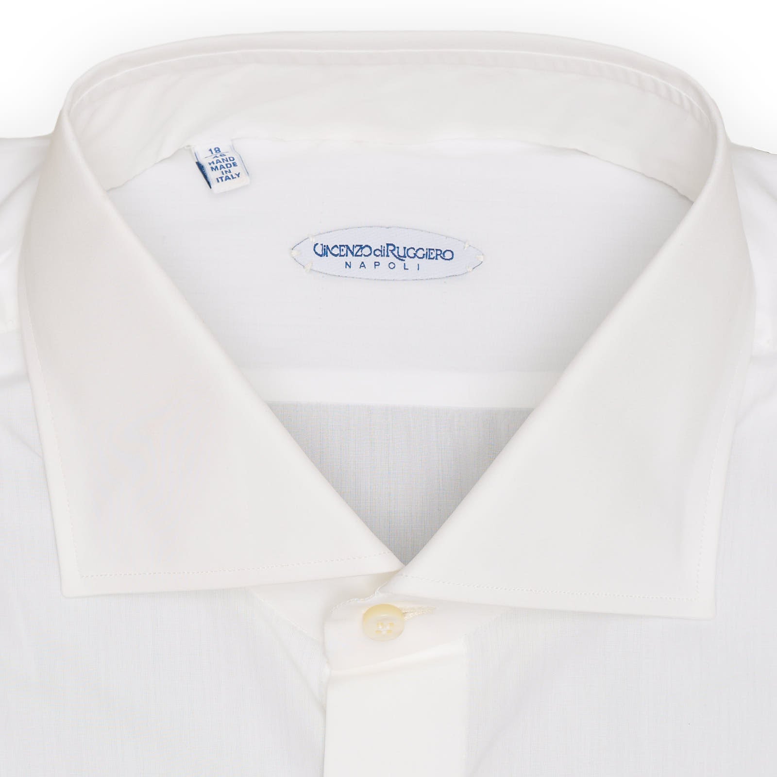 VINCENZO DI RUGGIERO Handmade White Cotton Dress Shirt EU 46 NEW US 18