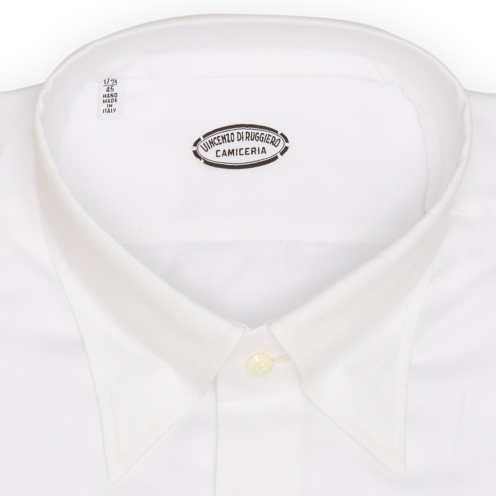 VINCENZO DI RUGGIERO Handmade White Jacquard Dress Shirt EU 45 NEW US 17.75