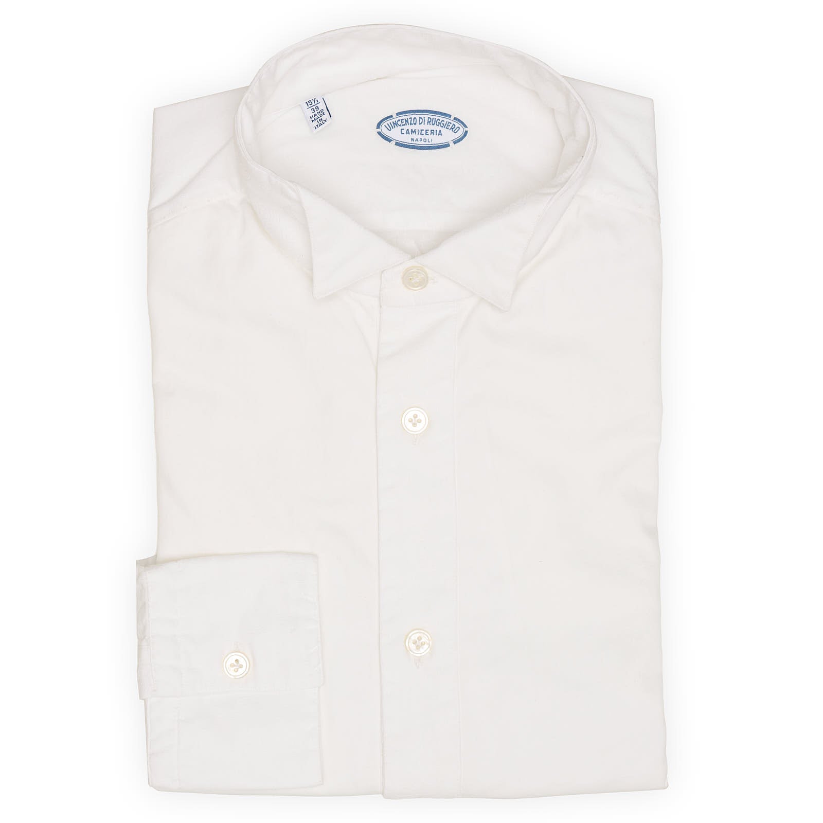 VINCENZO DI RUGGIERO Handmade White Paisley Cotton Dress Shirt Shirt EU 39 NEW US 15.5