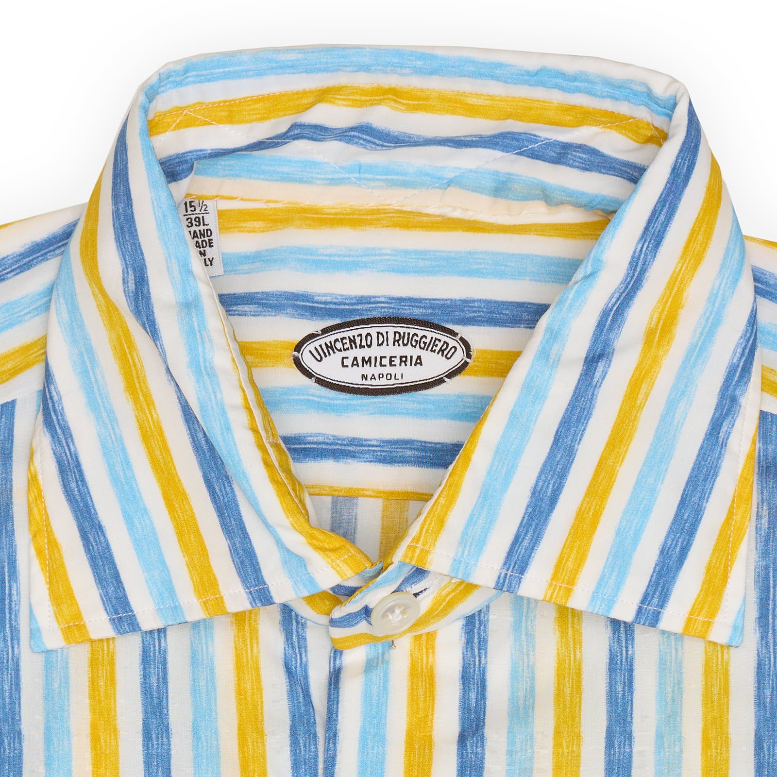 VINCENZO DI RUGGIERO Multicolor Striped Cotton Dress Shirt EU 39 NEW US 15.5