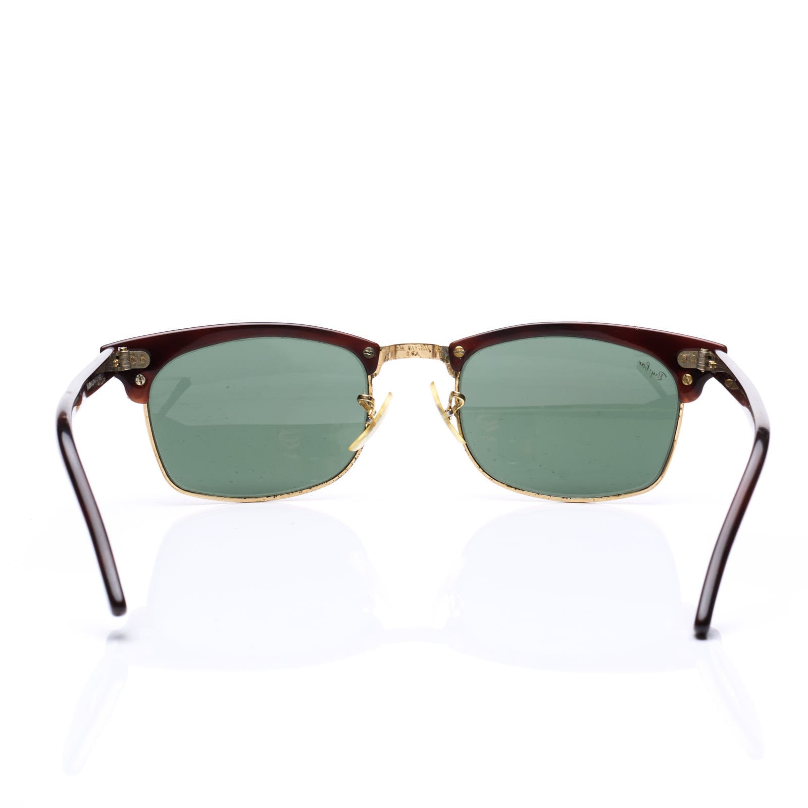 Rare Vintage B&L RAY BAN Clubmaster Square W1482 Tortoise-Gold Sunglasses 54mm