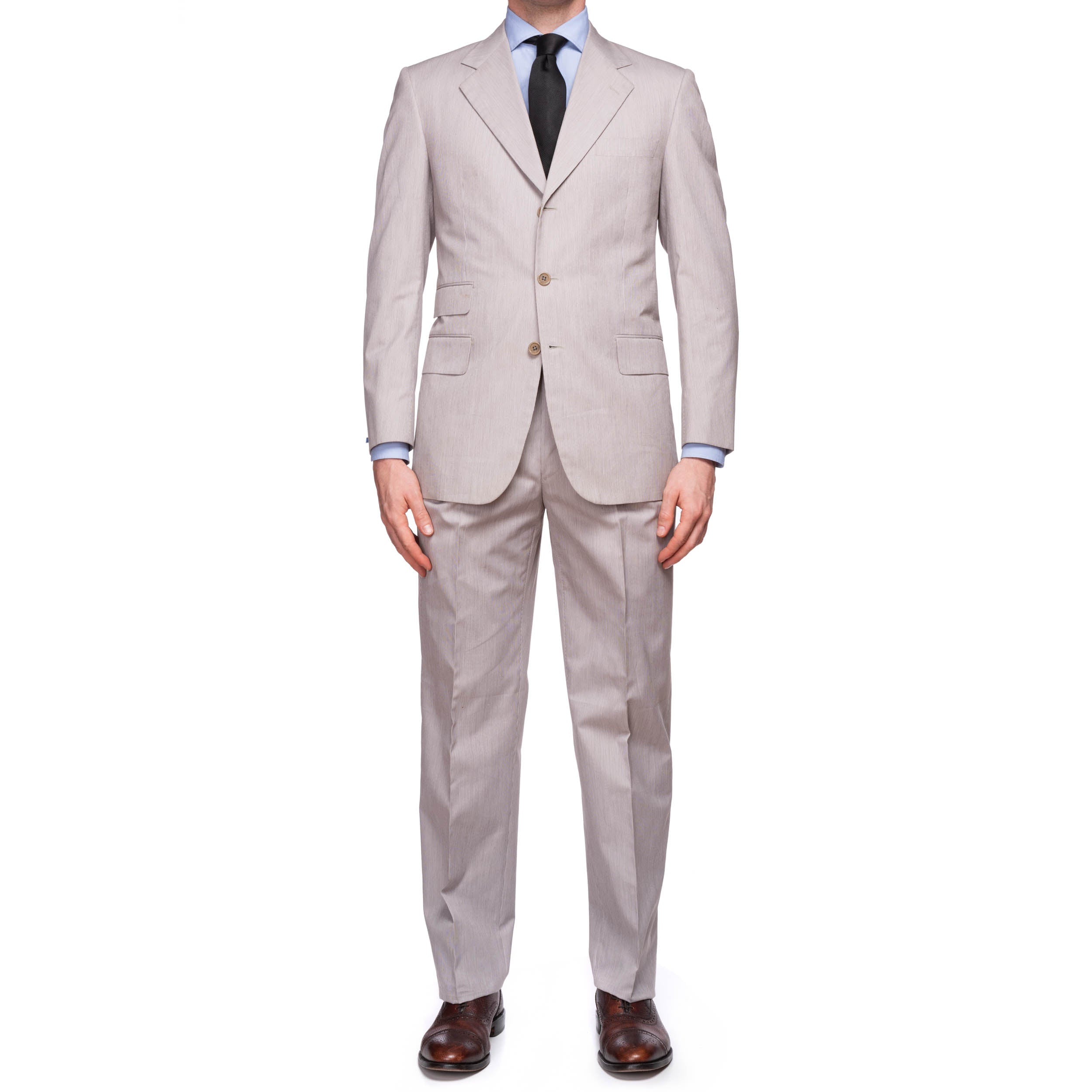 CASTANGIA 1850 Gray Striped Cotton Summer-Spring Suit EU 48 NEW US 38 CASTANGIA