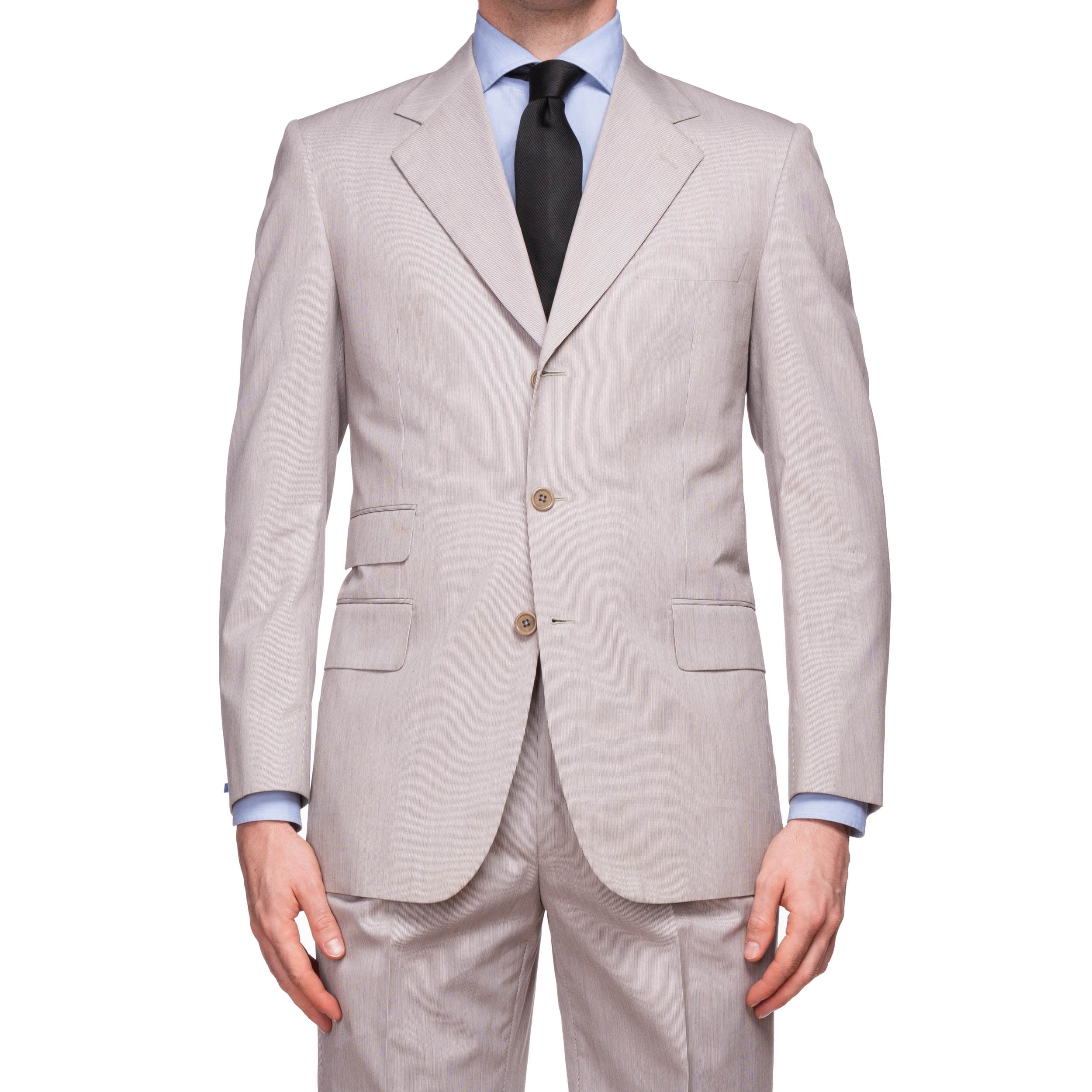 CASTANGIA 1850 Gray Striped Cotton Summer-Spring Suit EU 48 NEW US 38 CASTANGIA