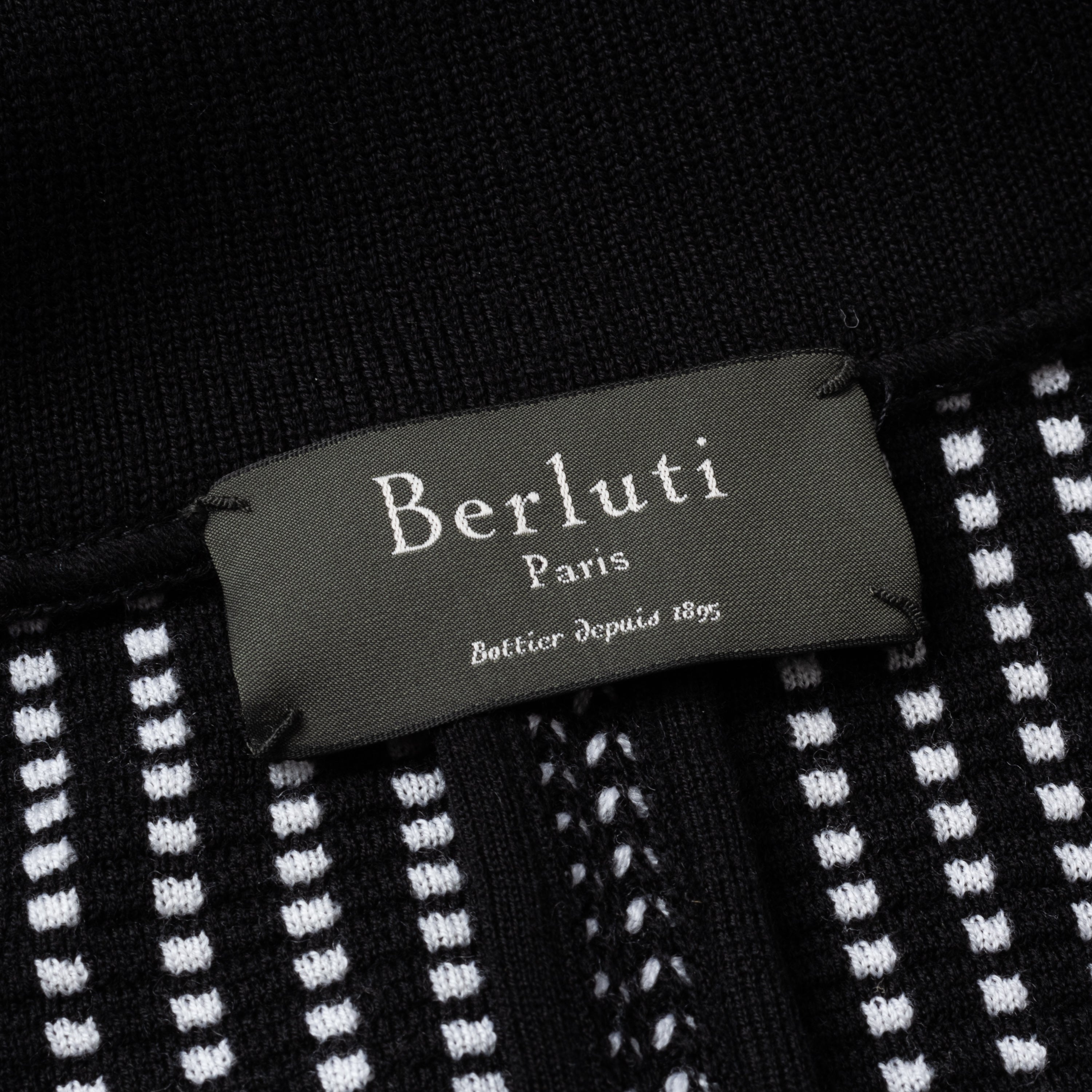 BERLUTI Paris Black Sweater 50 Knitted US Blazer Wool NEW Cardigan EU