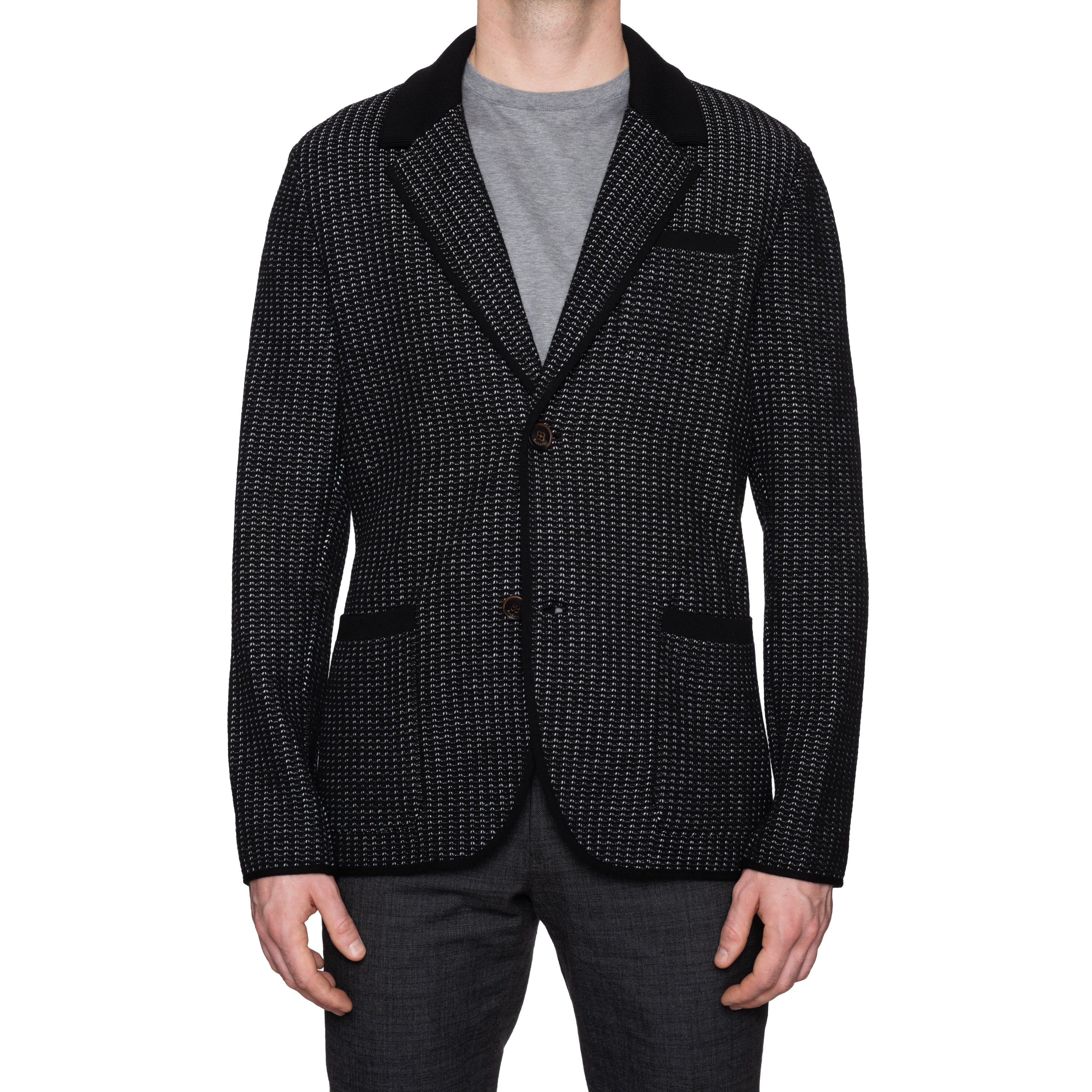 Sweater BERLUTI US Paris Cardigan Wool NEW Knitted Black Blazer 50 EU