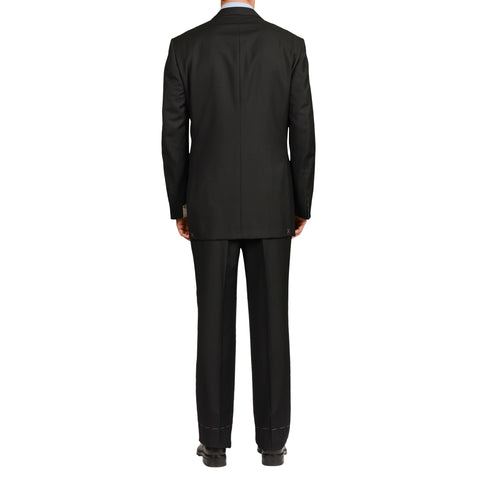 BERNINI Handmade Black Herringbone Wool Super 120's Suit EU 56 NEW US ...