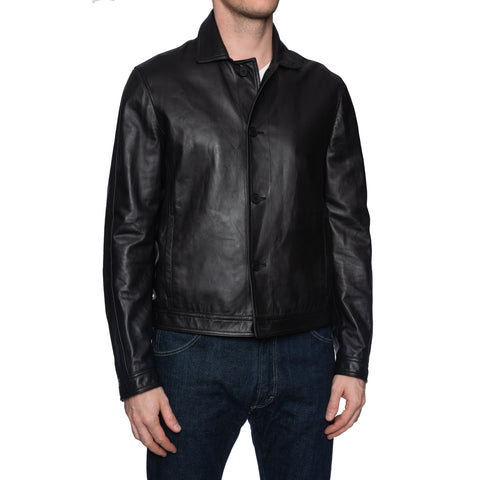 BOTTEGA VENETA Black Sheepskin Leather Blouson Jacket EU 50 NEW US