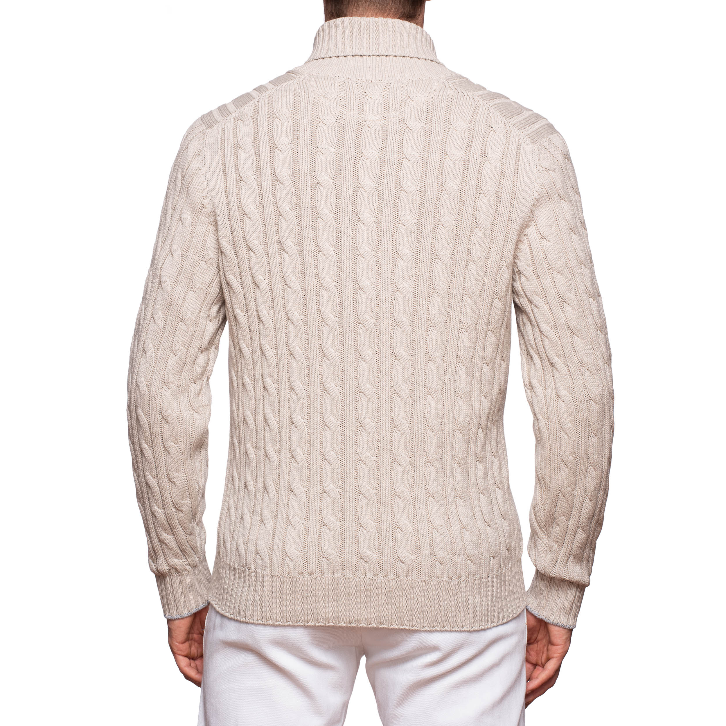 Cotton Cable Knit Sweater - Beige