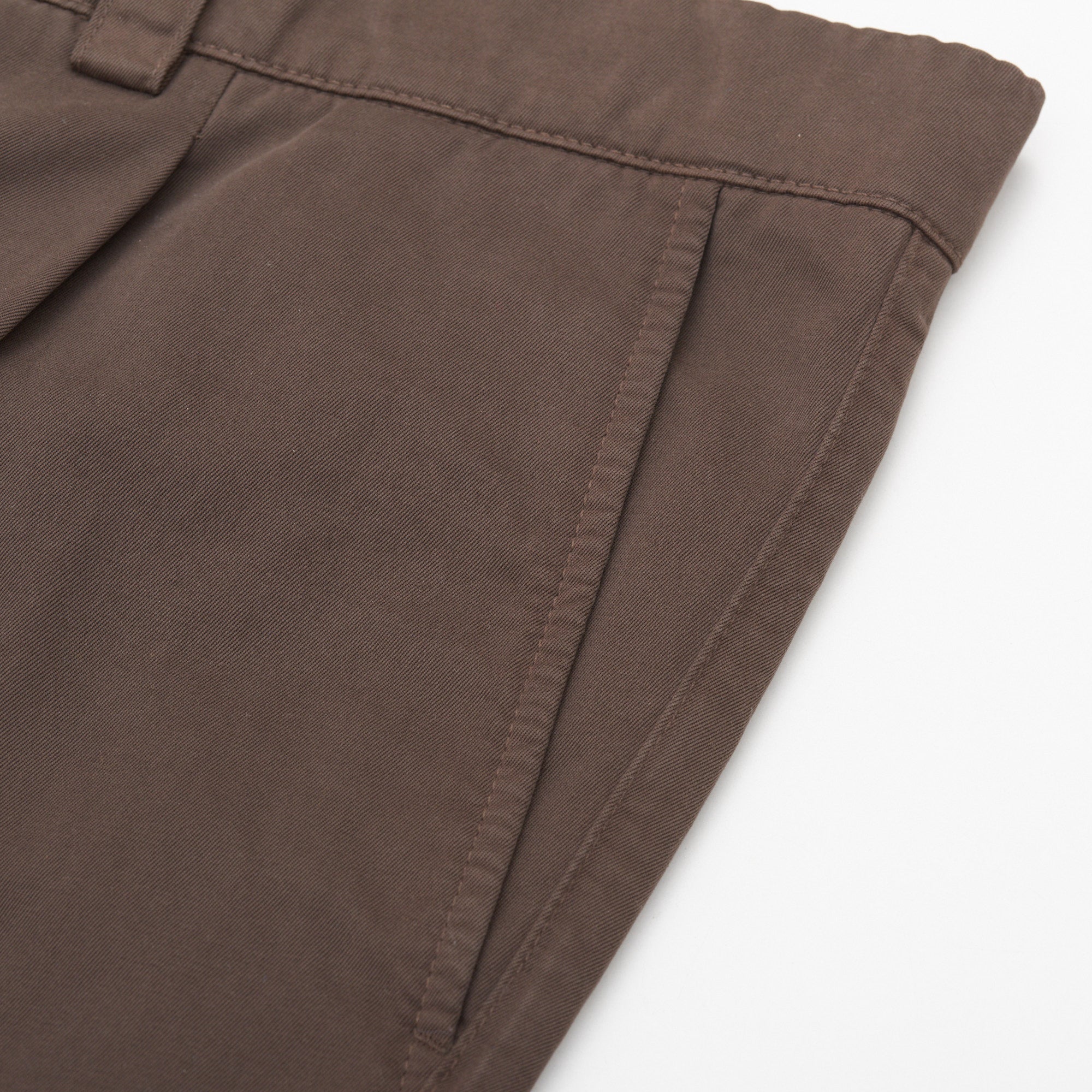 BRUNELLO CUCINELLI Brown Twill Cotton Single Pleated Pants EU 54 US 38 Slim  Fit