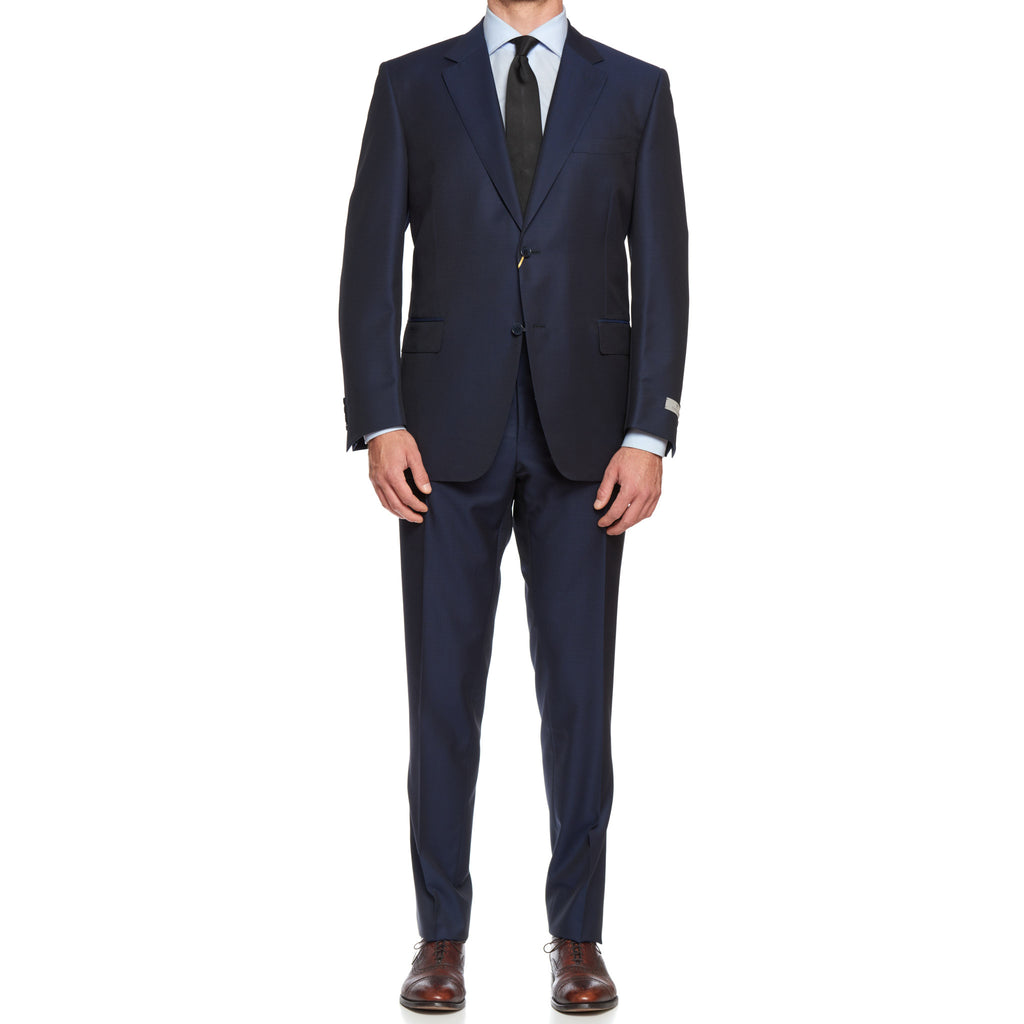 Cur 1934 Jacquard Wool-Mohair CANALI NEW 56 Navy Suit 46 \