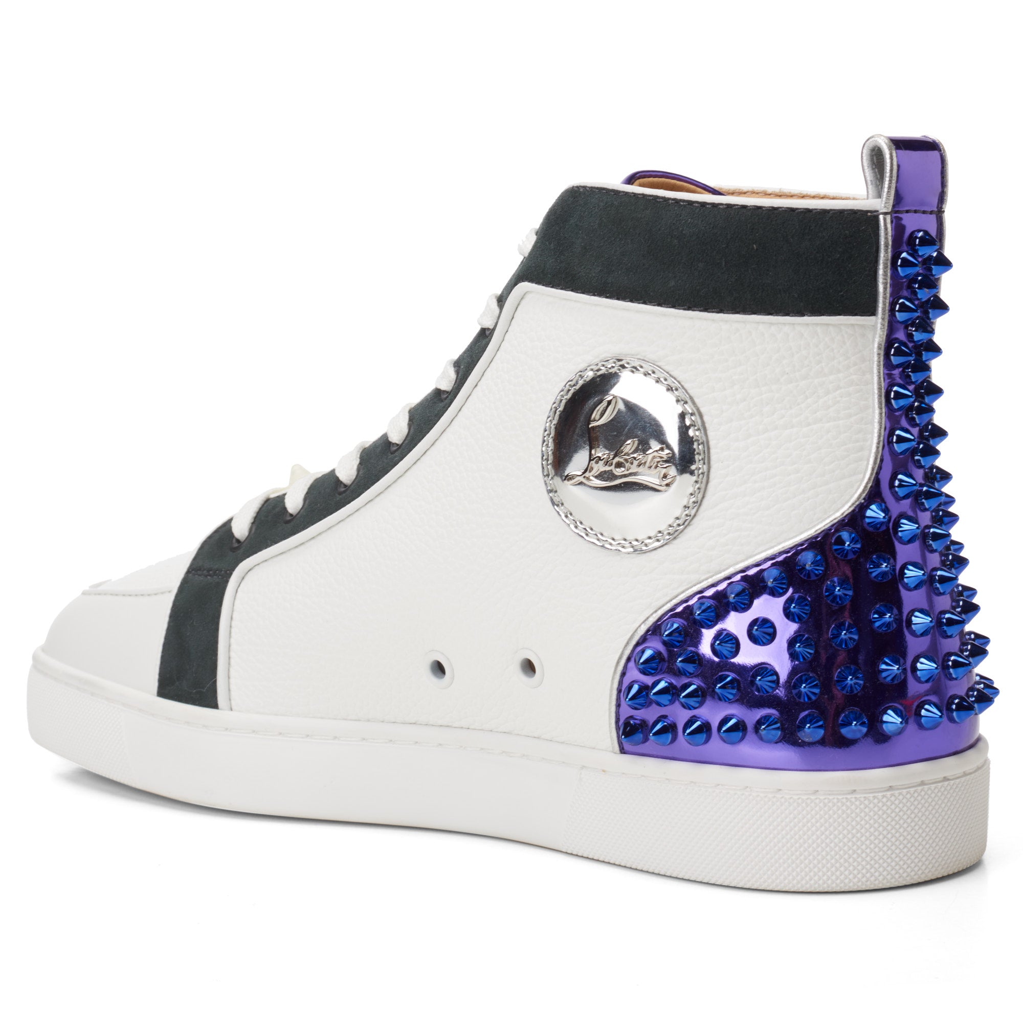 Christian Louboutin Spike High Top Sneakers Shoes Silver EU 42 1/2 From  Japan