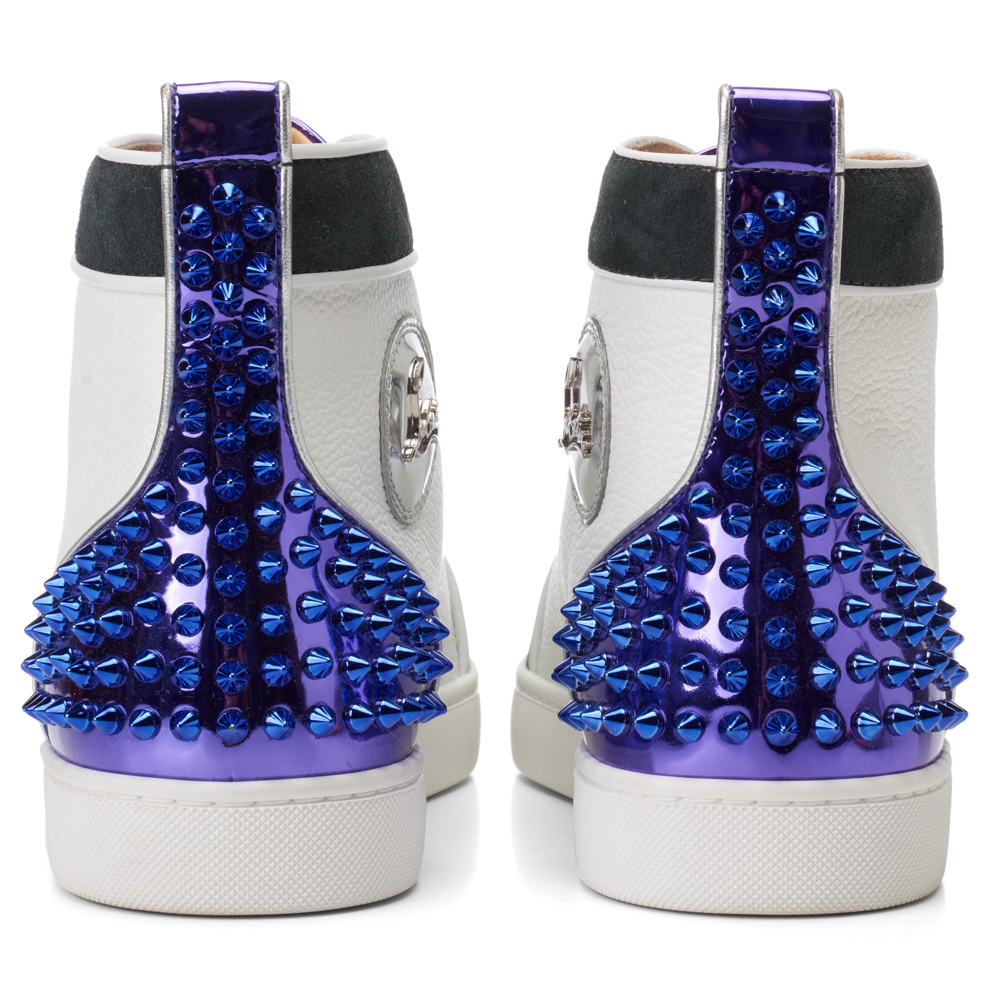 Christian Louboutin Spike High Top Sneakers Shoes Silver EU 42 1/2 From  Japan