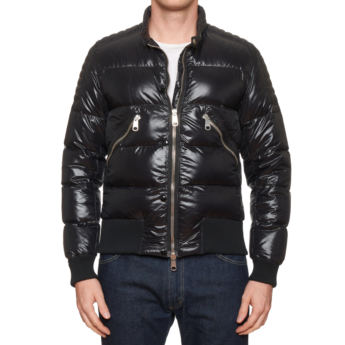 DSQUARED2 mens puffer down leather bomber jacket coat