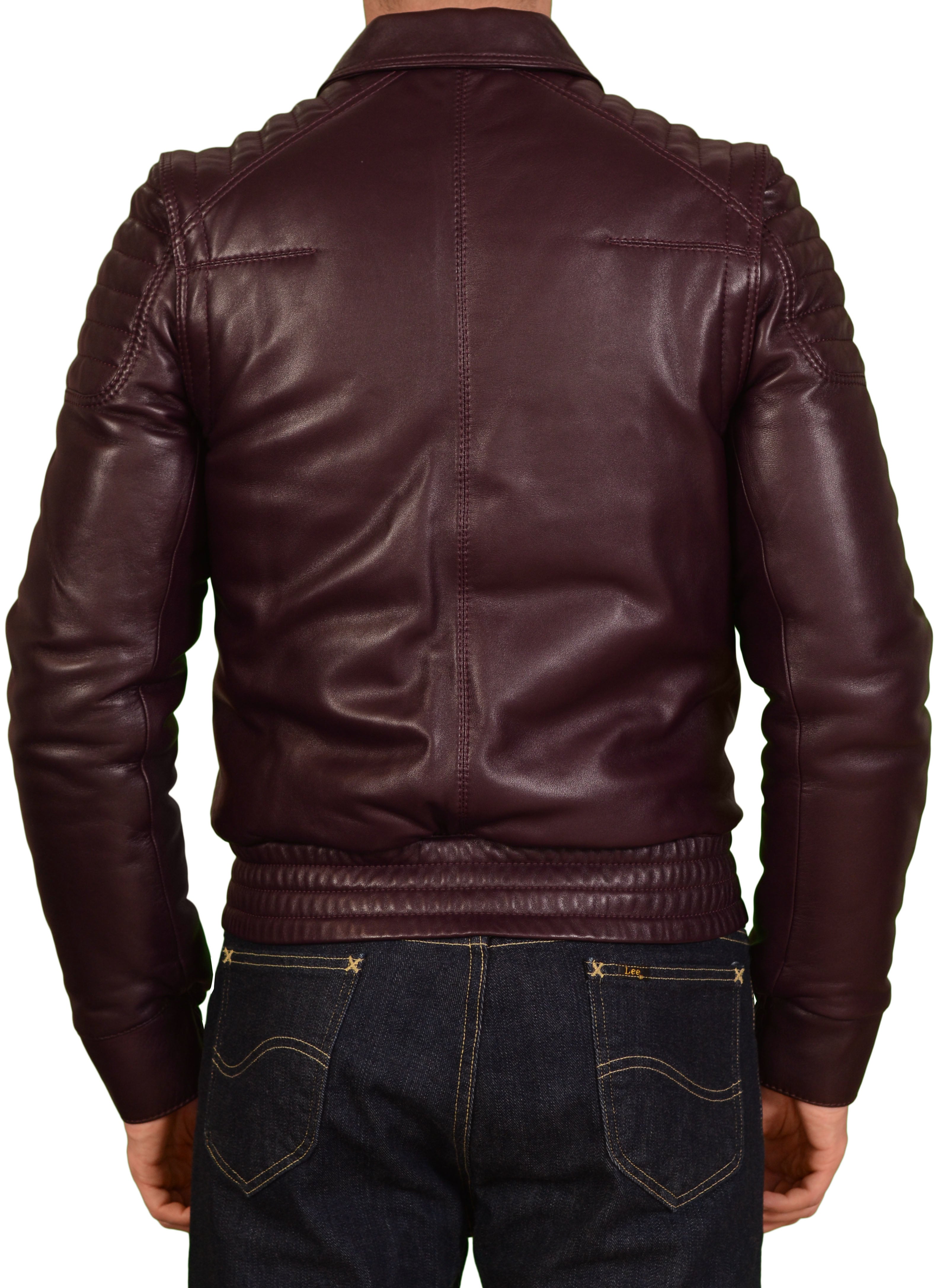 DIOR Homme Burgundy 2 In 1 Leather Padded Biker Jacket Vest 46 US XS 8