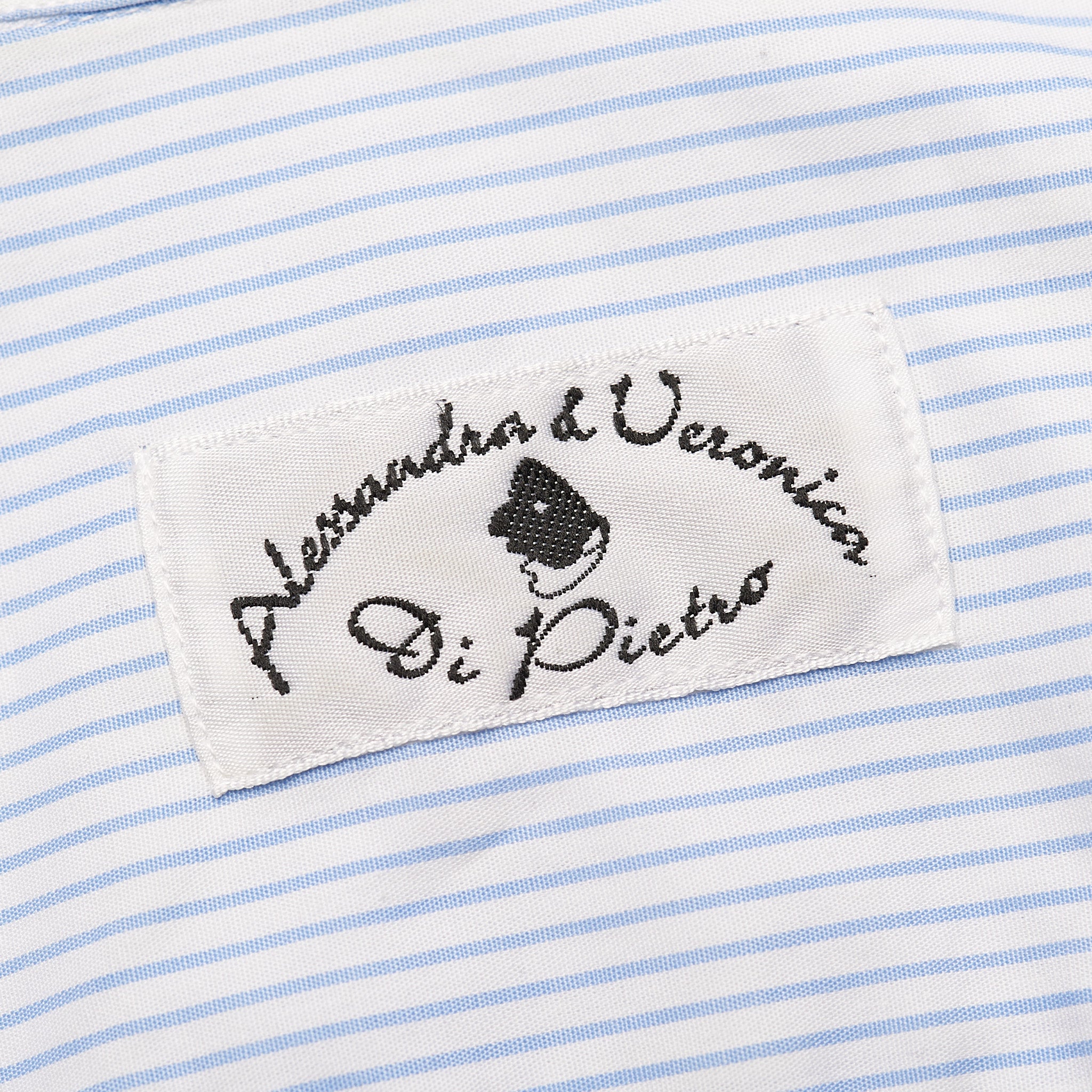 DI PIETRO Handmade Bespoke Blue Striped Cotton Button-Down Dress Shirt US 16.5 DI PIETRO