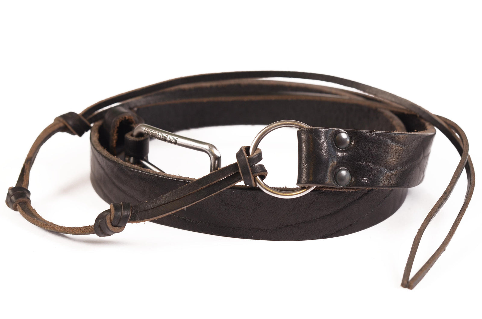 DIRK BIKKEMBERGS Black Leather Thin Belt with Rectangular Buckle 54 NE