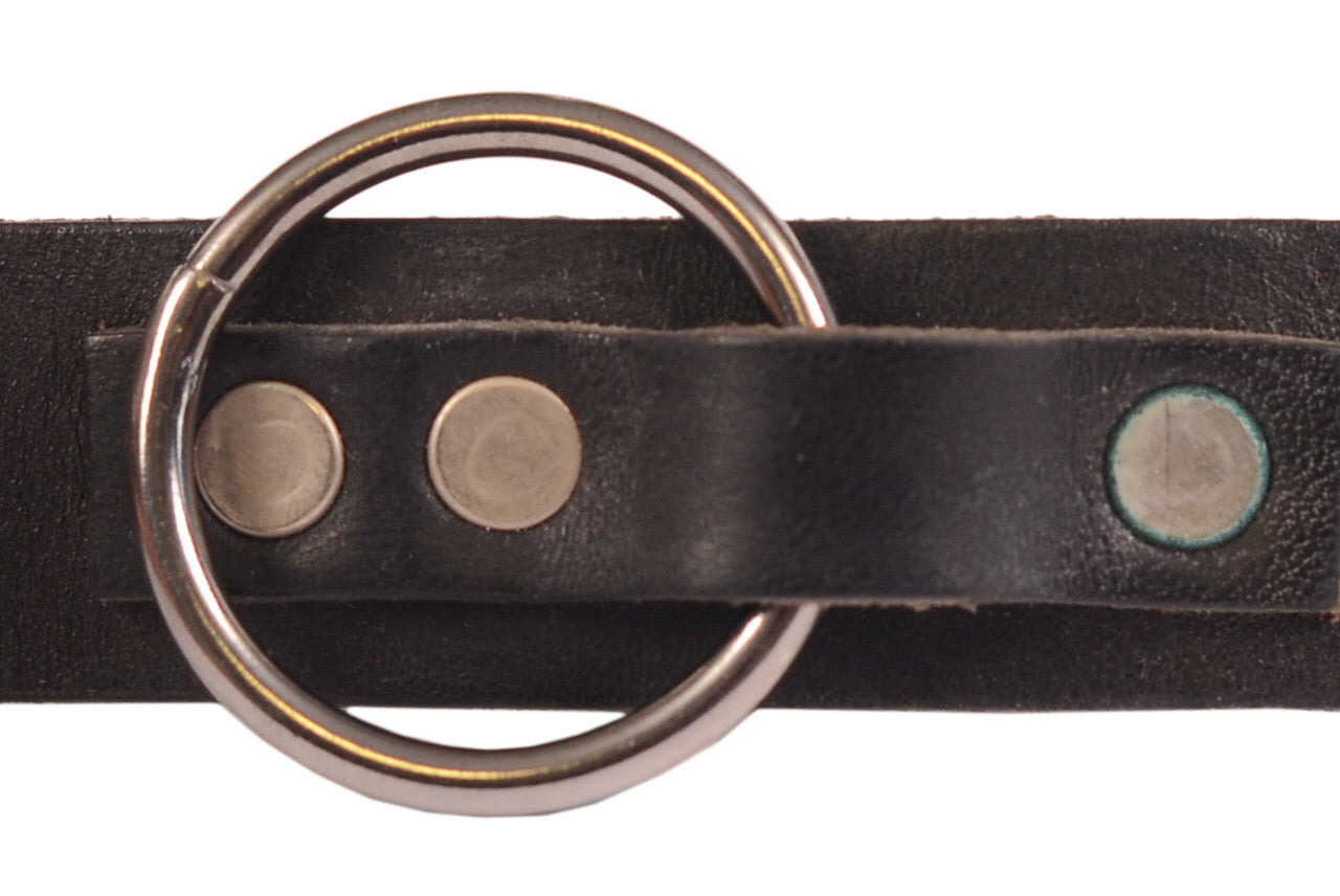 DIRK BIKKEMBERGS Black Leather Thin Long Belt with Tang Buckle
