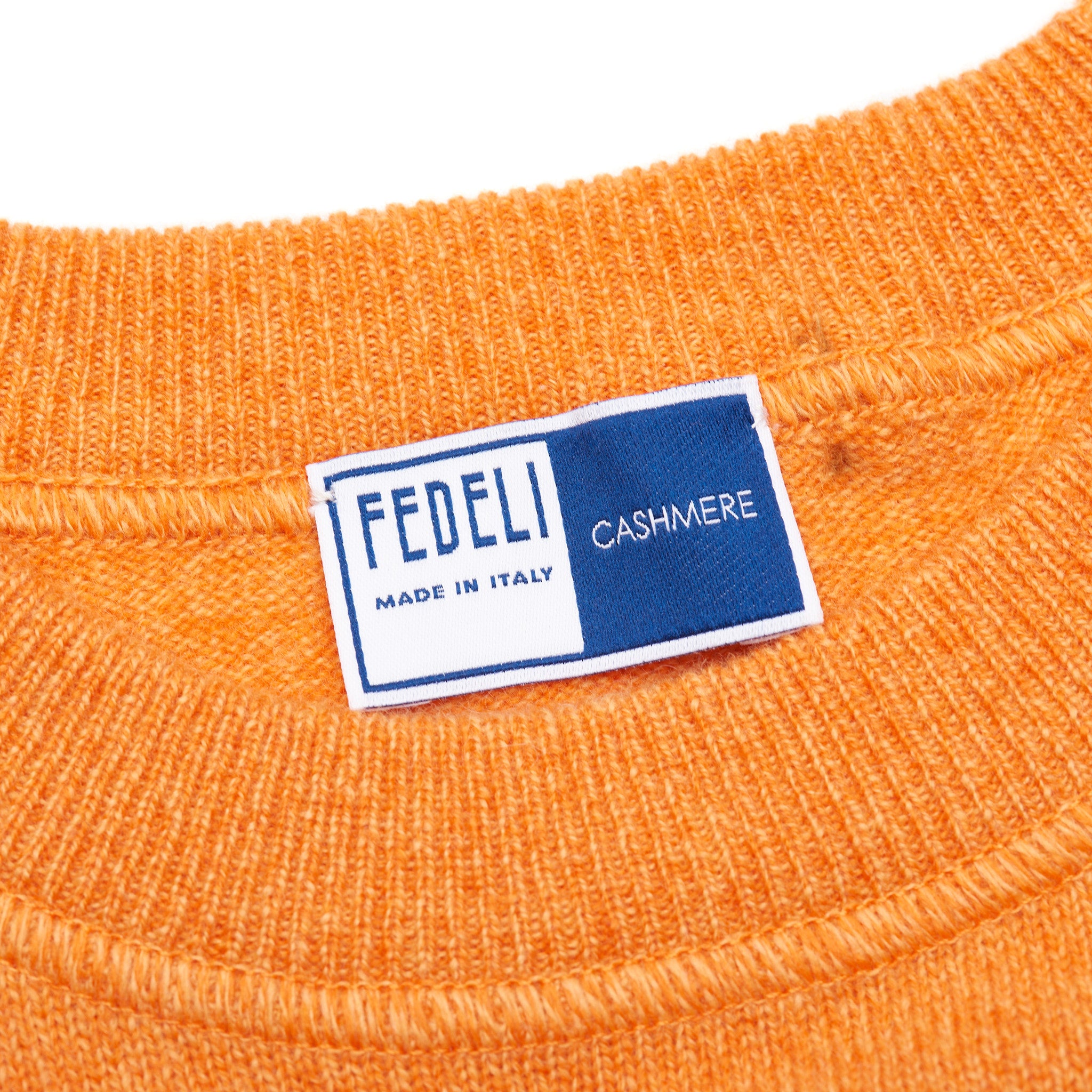 FEDELI Orange Cashmere Raglan Sleeves Crewneck Sweater EU 56 NEW US XXL FEDELI