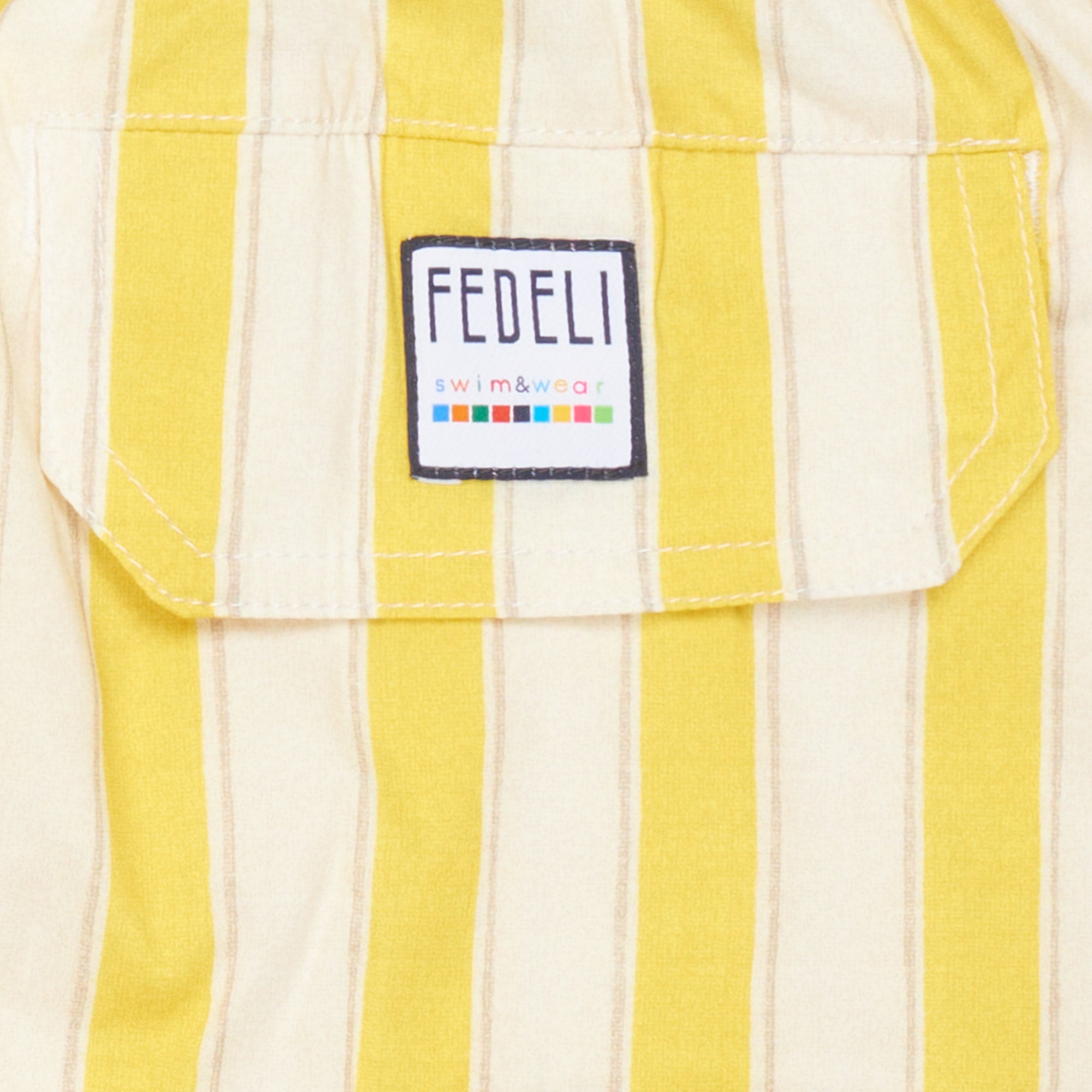 FEDELI Yellow-Beige Striped Papete Maui Airstop Swim Shorts Trunks NEW M FEDELI