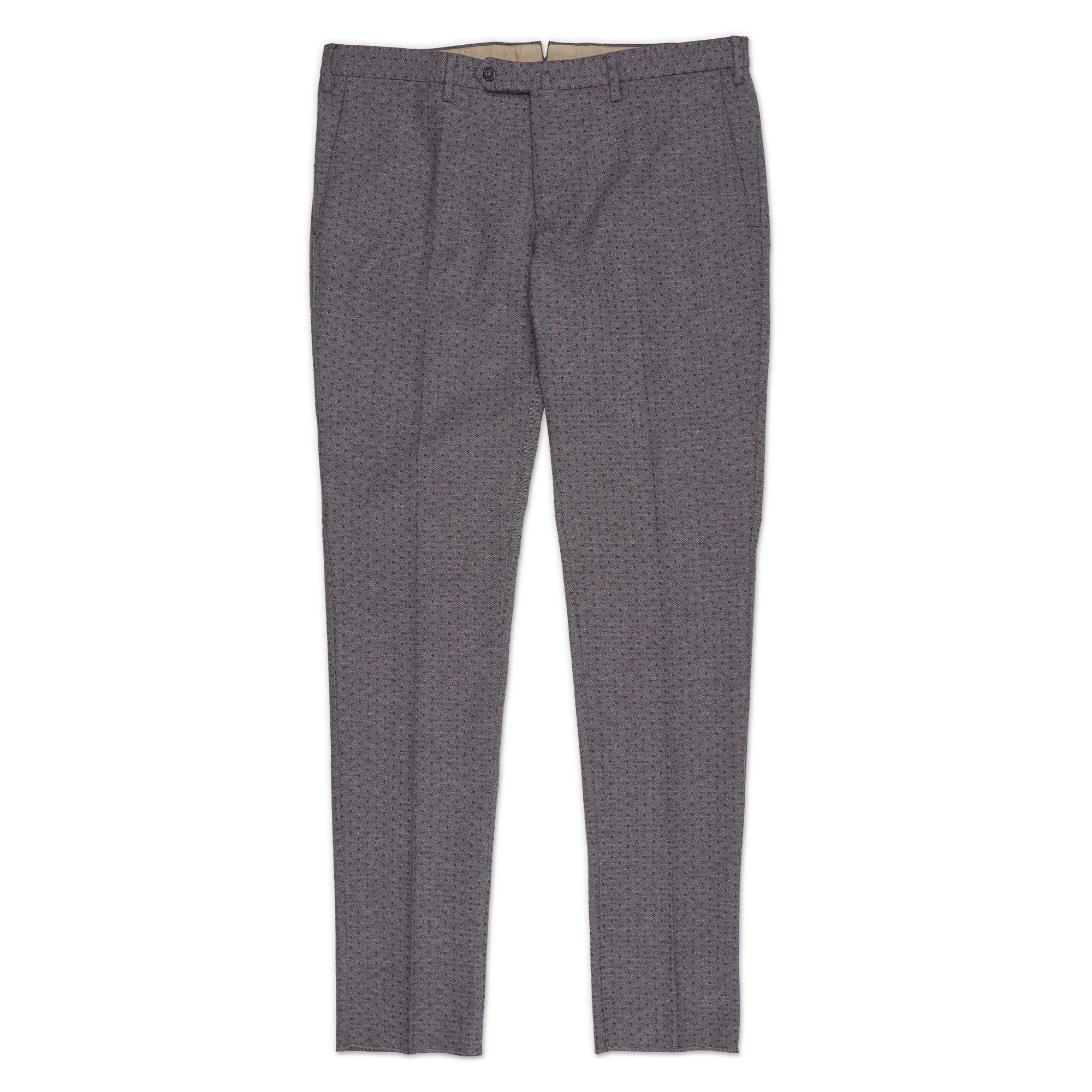 INCOTEX (Slowear) Gray Red Pattern Cotton-Wool Stretch Pants NEW Slim Fit