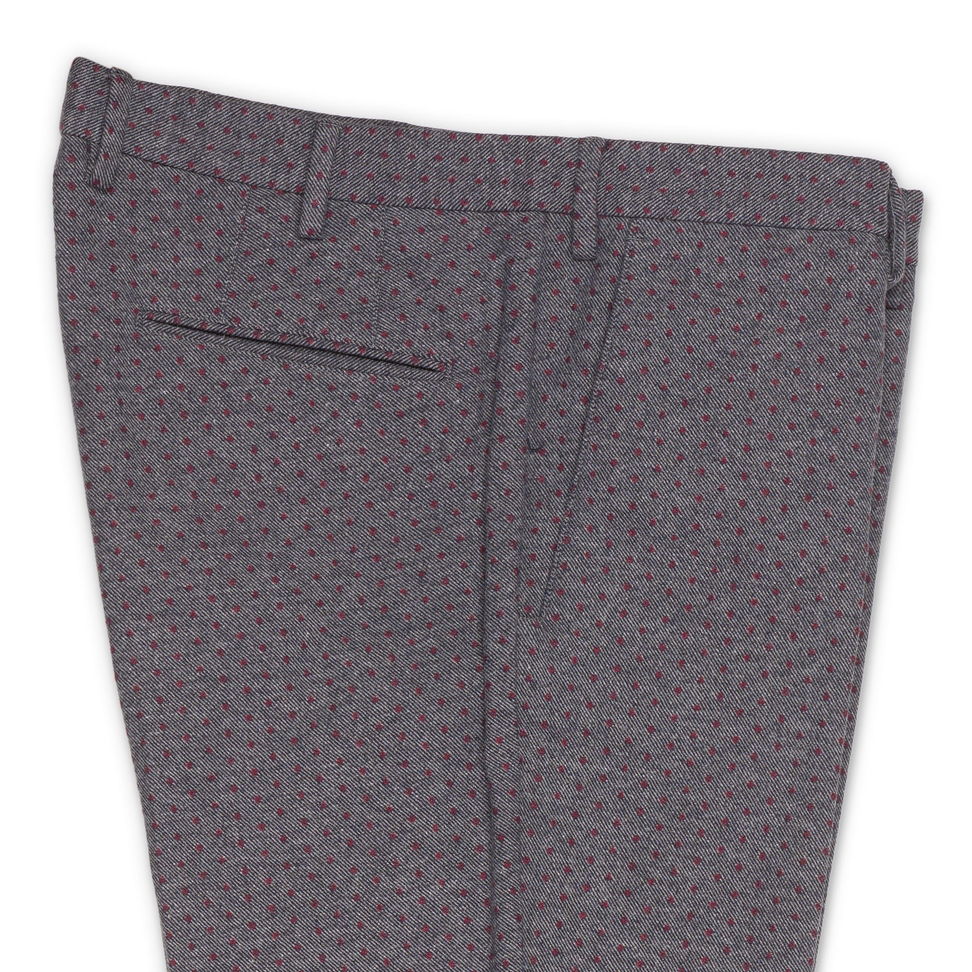 INCOTEX (Slowear) Gray Red Pattern Cotton-Wool Stretch Pants NEW Slim Fit