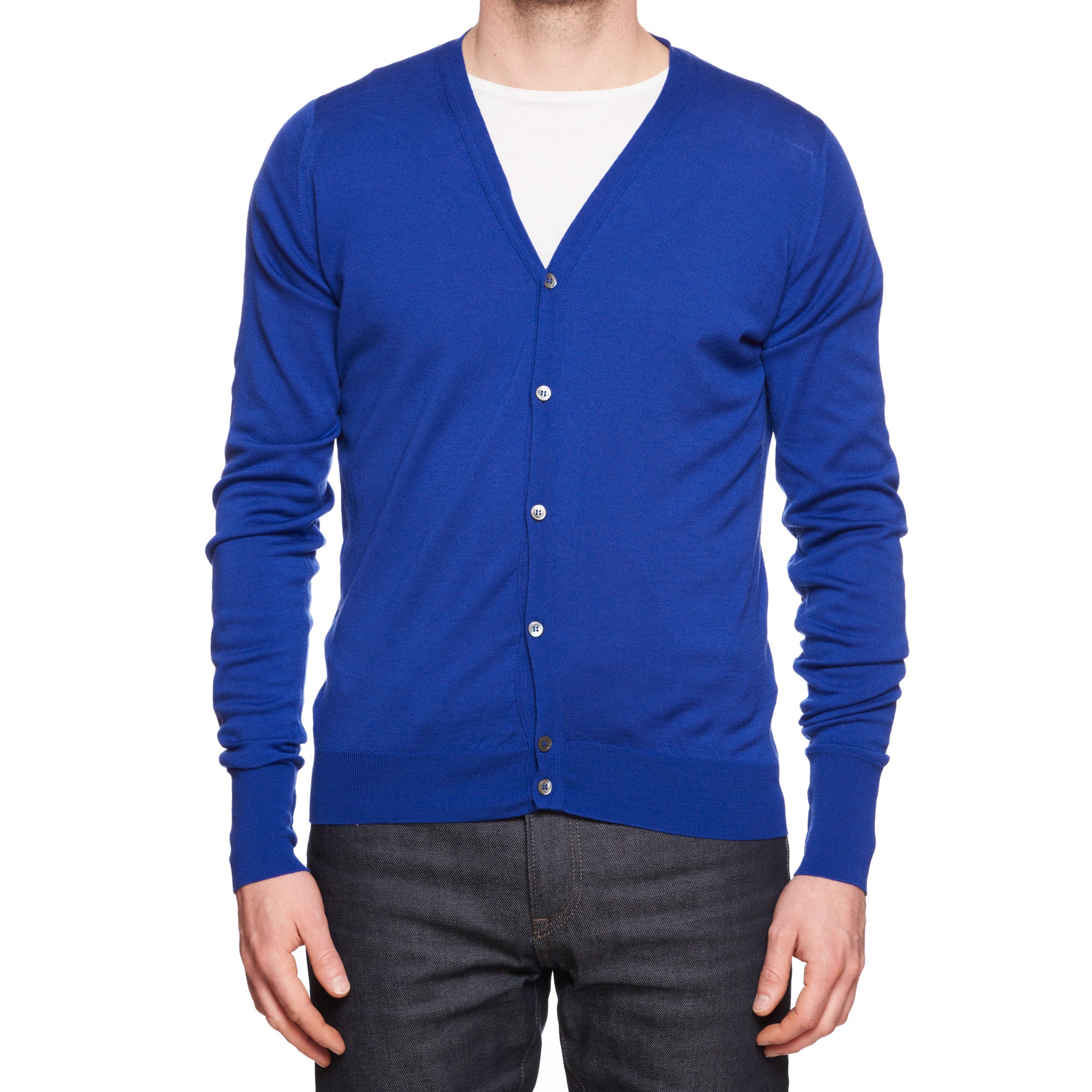 JOHN SMEDLEY Blue Merino Wool Cardigan Sweater EU 50 US M – SARTORIALE