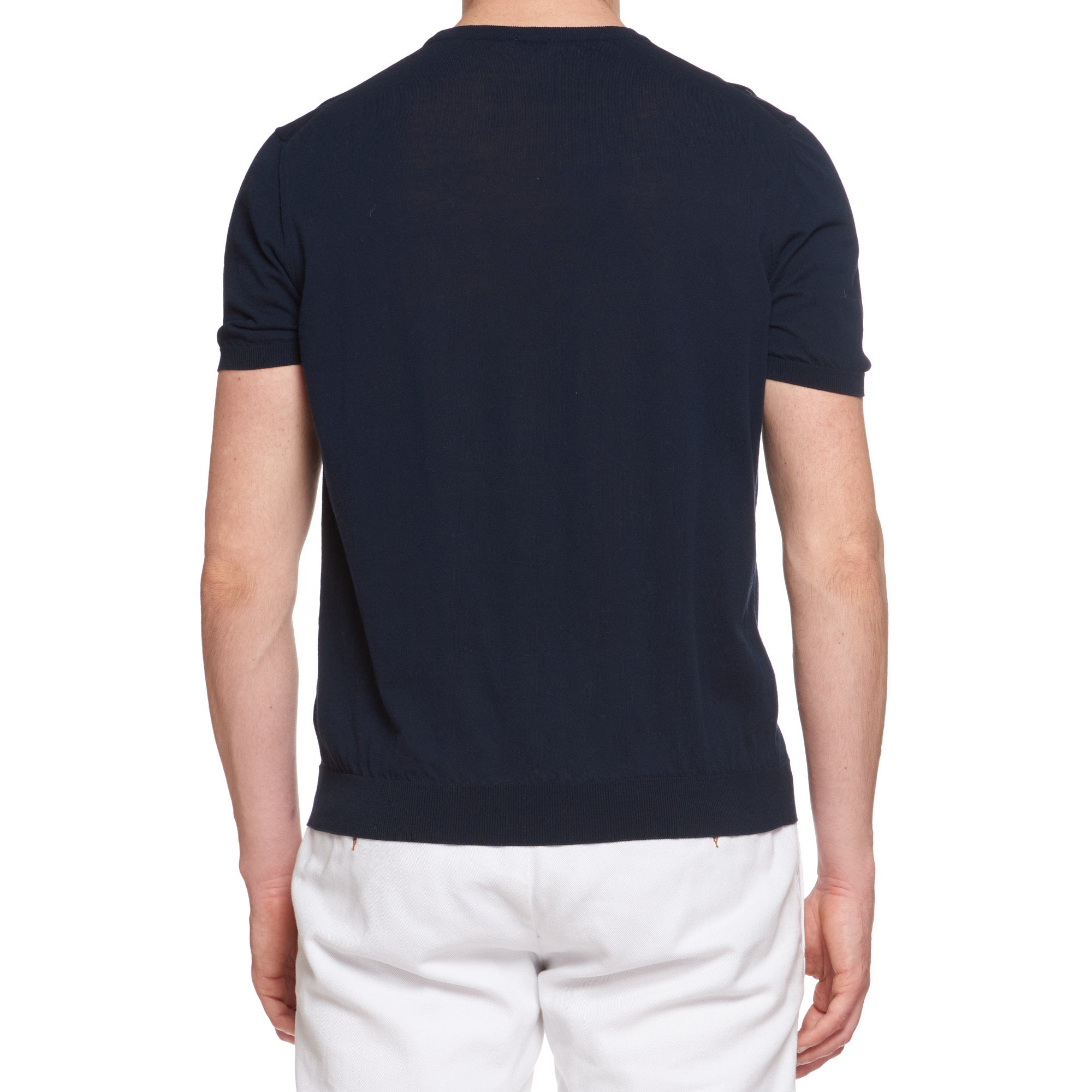 Dark blue 100% linen short sleeve polo shirt in Dark blue: Luxury Italian  Knitwear