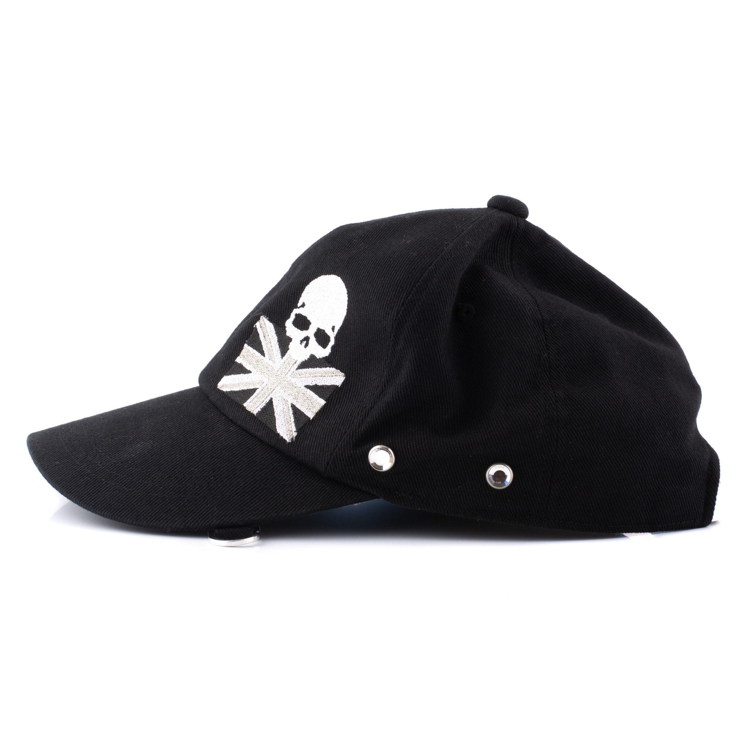 MASTERMIND JAPAN Black Cotton Skull & Union Jack Motif Embroidery Cap