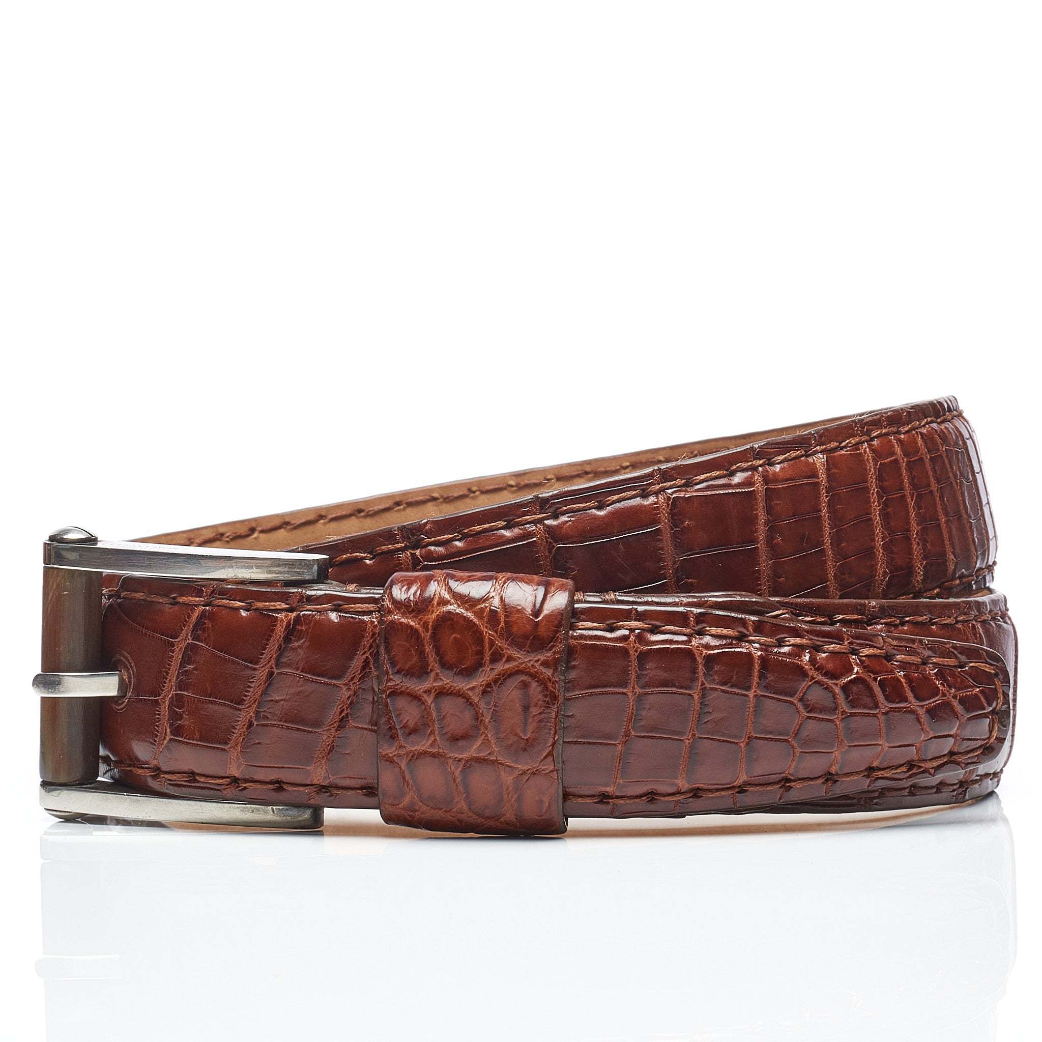 RED Genuine Alligator Crocodile Leather Handmade Belt Hermes Buckle Men  Size 35