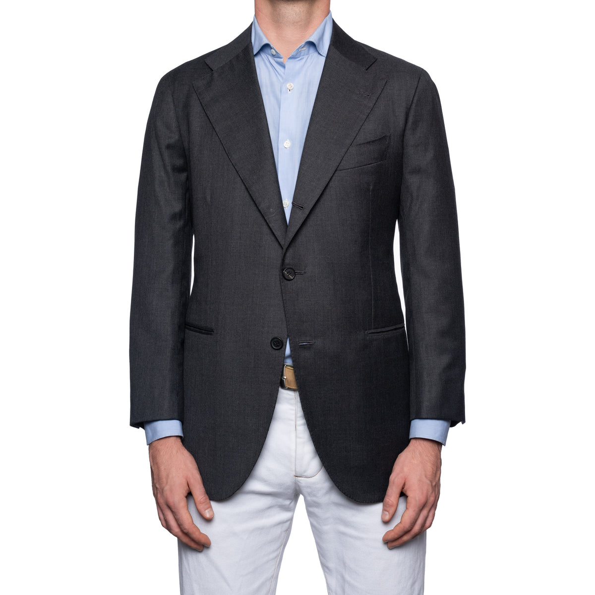 SARTORIA CHIAIA Bespoke Handmade Gray Wool Super 130's Jacket 50 NEW U