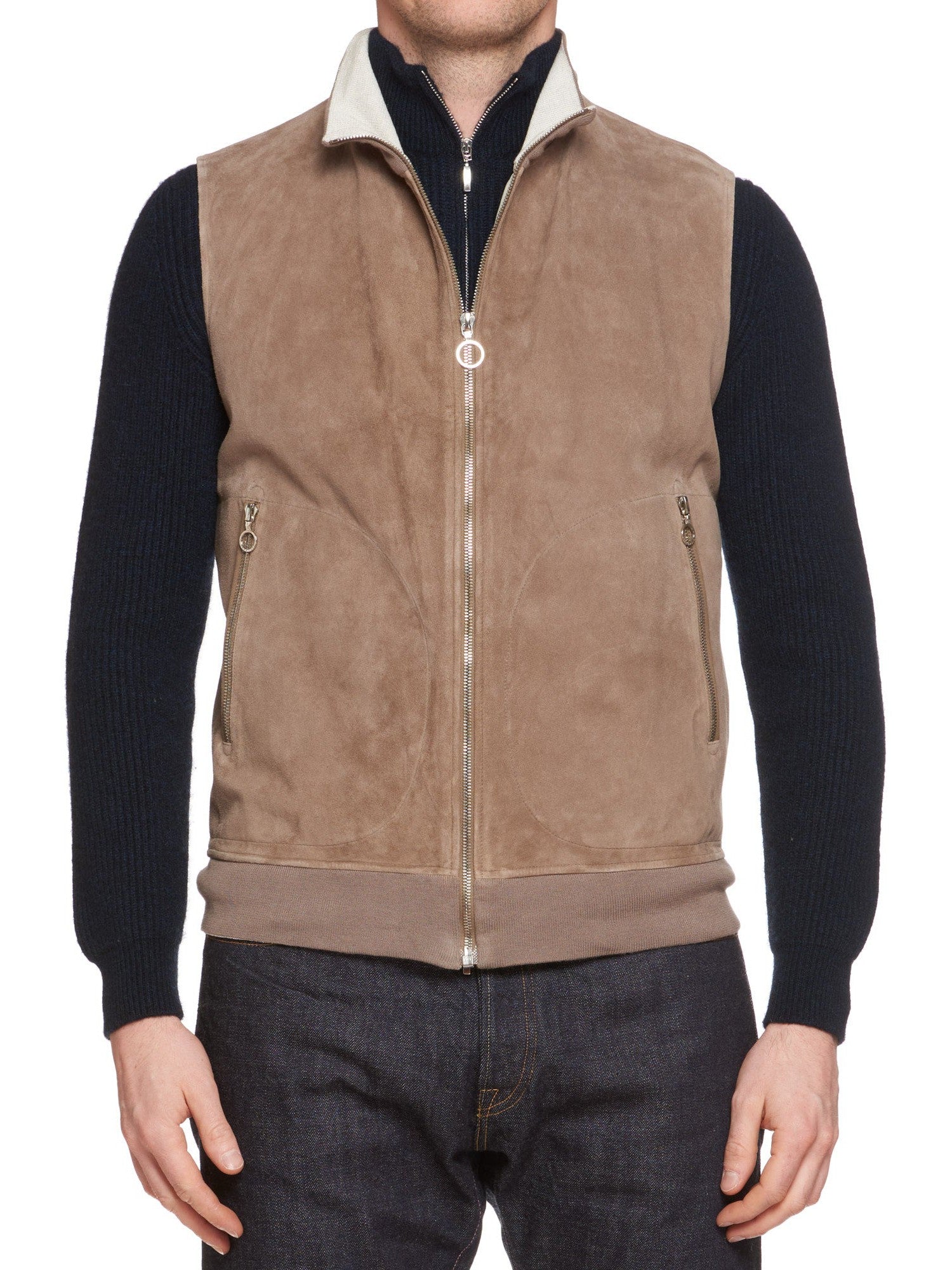 SERAPHIN Brown Goat Suede Leather Vest EU 48 US S SERAPHIN