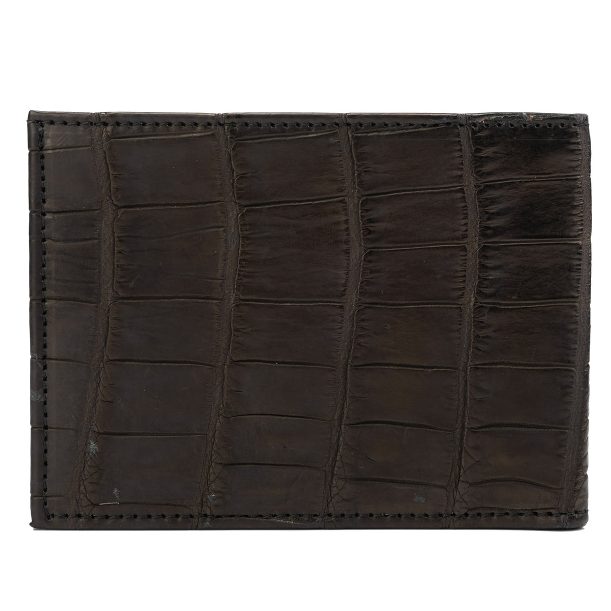 Men's Designer Brown Leather Bifold Wallet in French Calf and Alligator